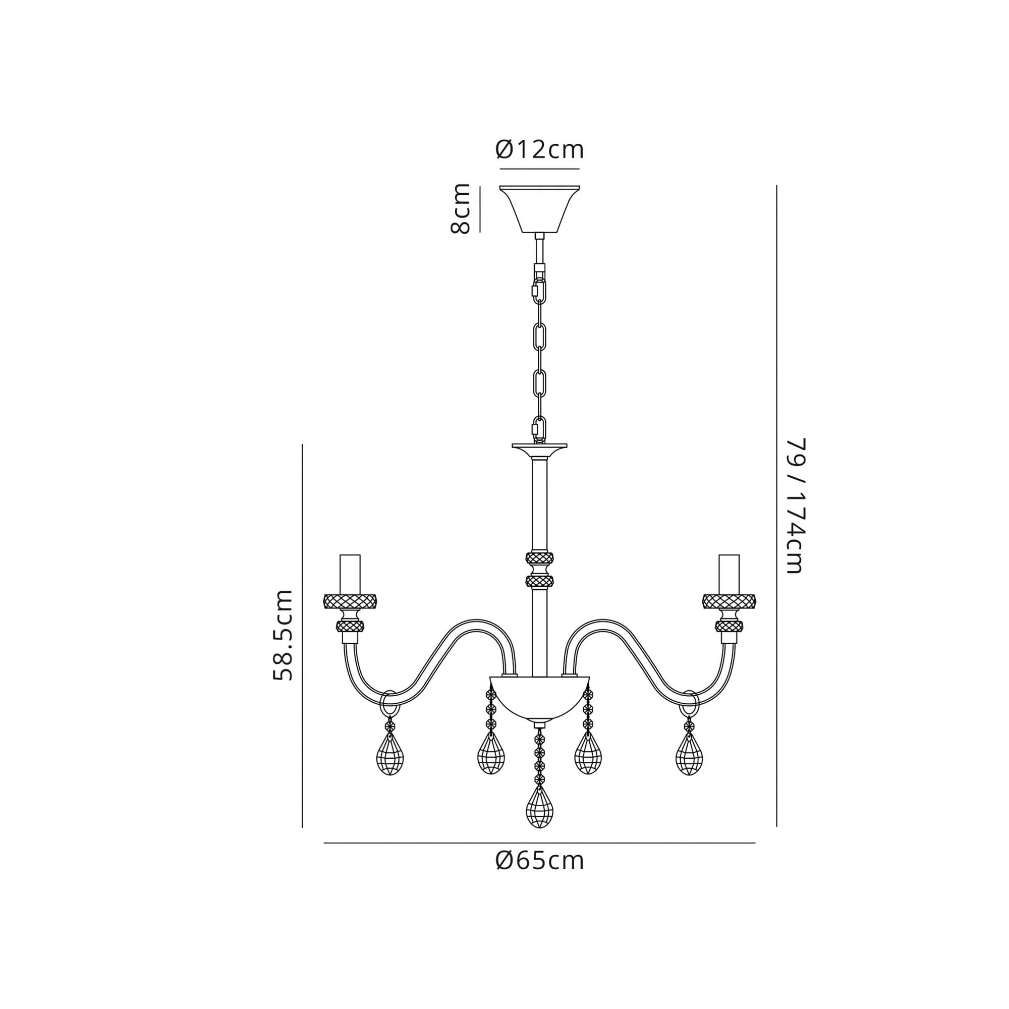 Fabula Hickman 6 Light Chandelier Pendant - Polished Chrome, Clear Glass & Crystal