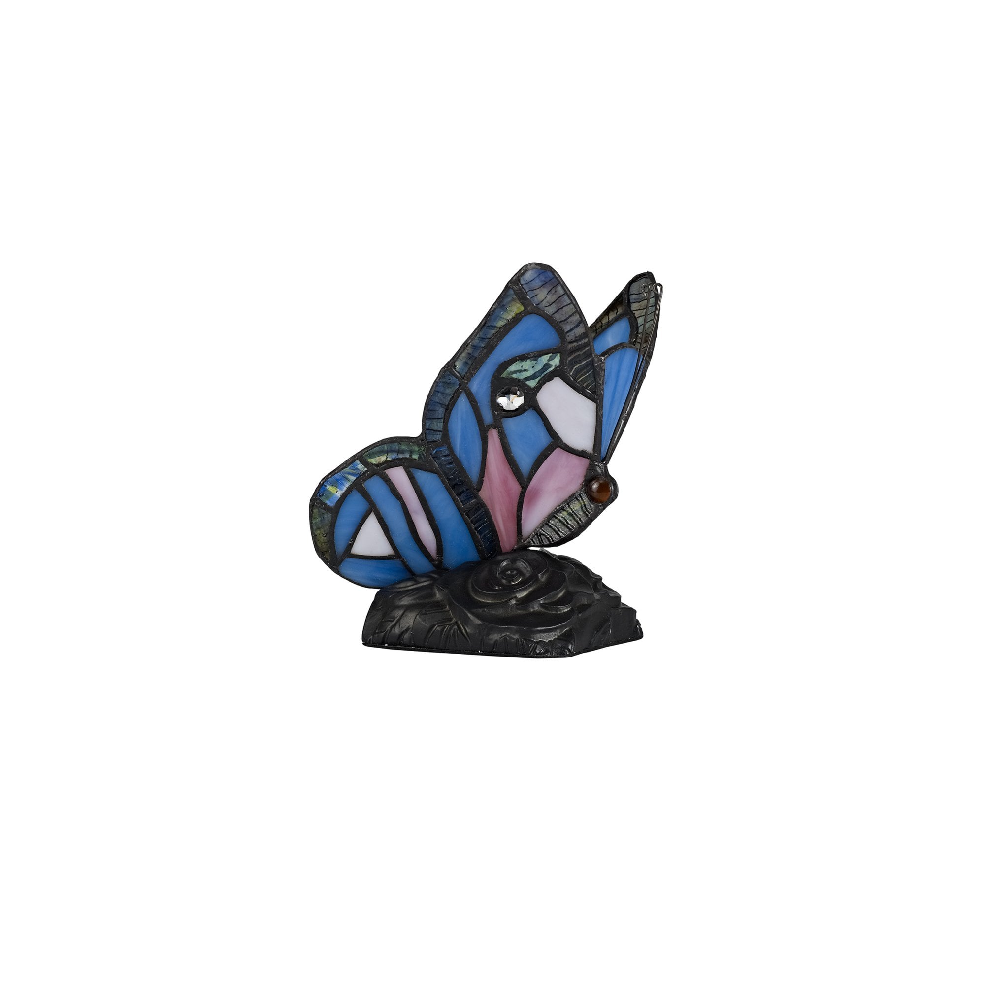 Fabula Lawton Tiffany Butterfly Table Lamp - Blue & Pink Glass