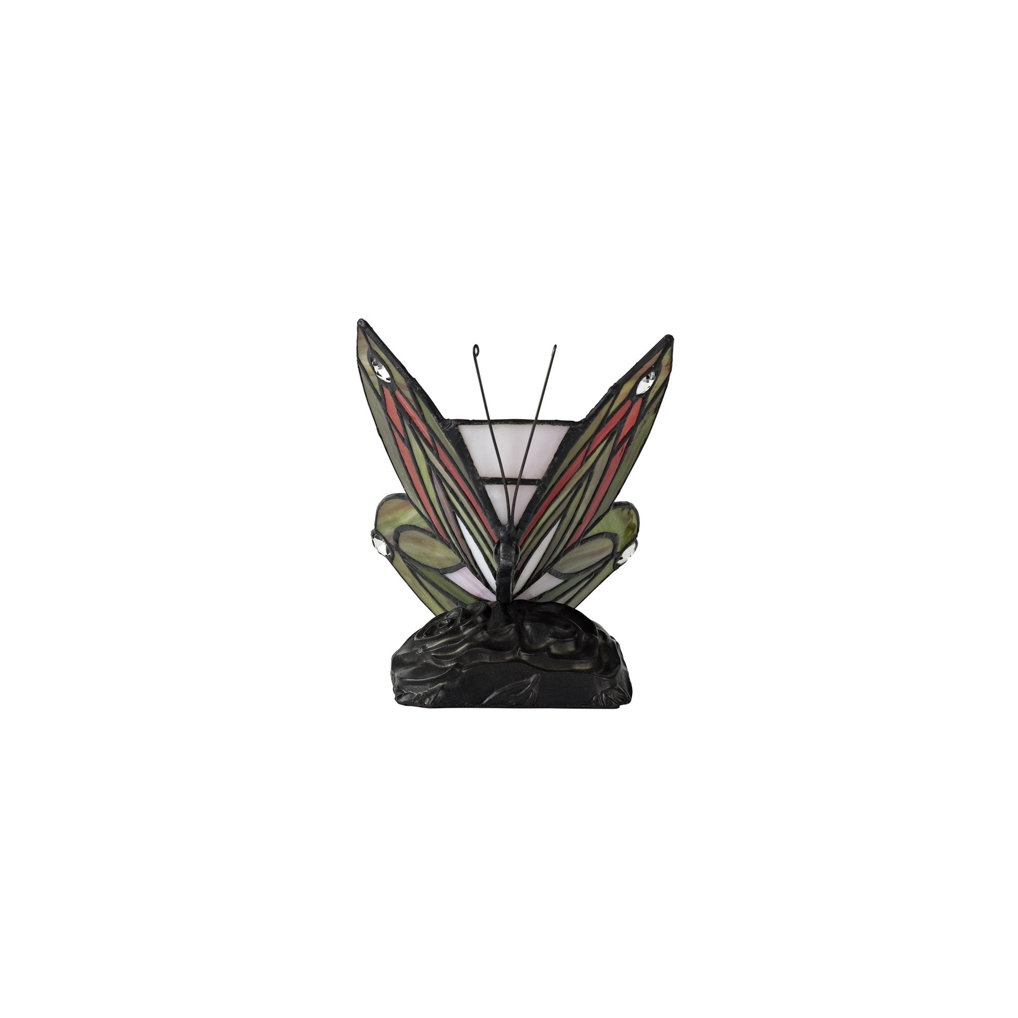 Fabula Lawton Tiffany Butterfly Table Lamp - Green & Red Glass