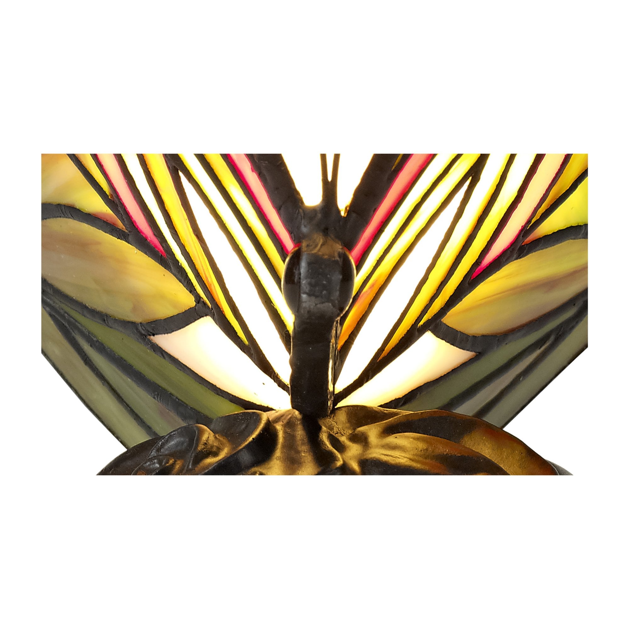Fabula Lawton Tiffany Butterfly Table Lamp - Green & Red Glass