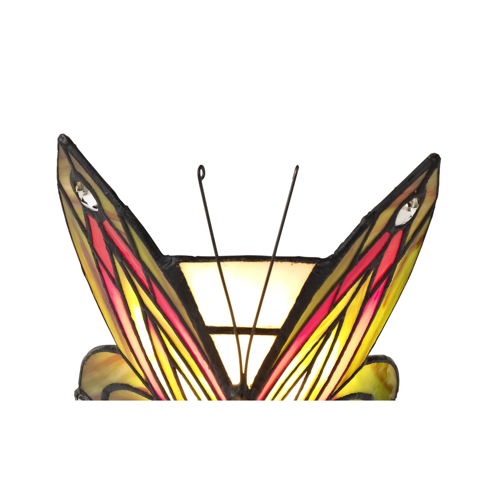 Fabula Lawton Tiffany Butterfly Table Lamp - Green & Red Glass