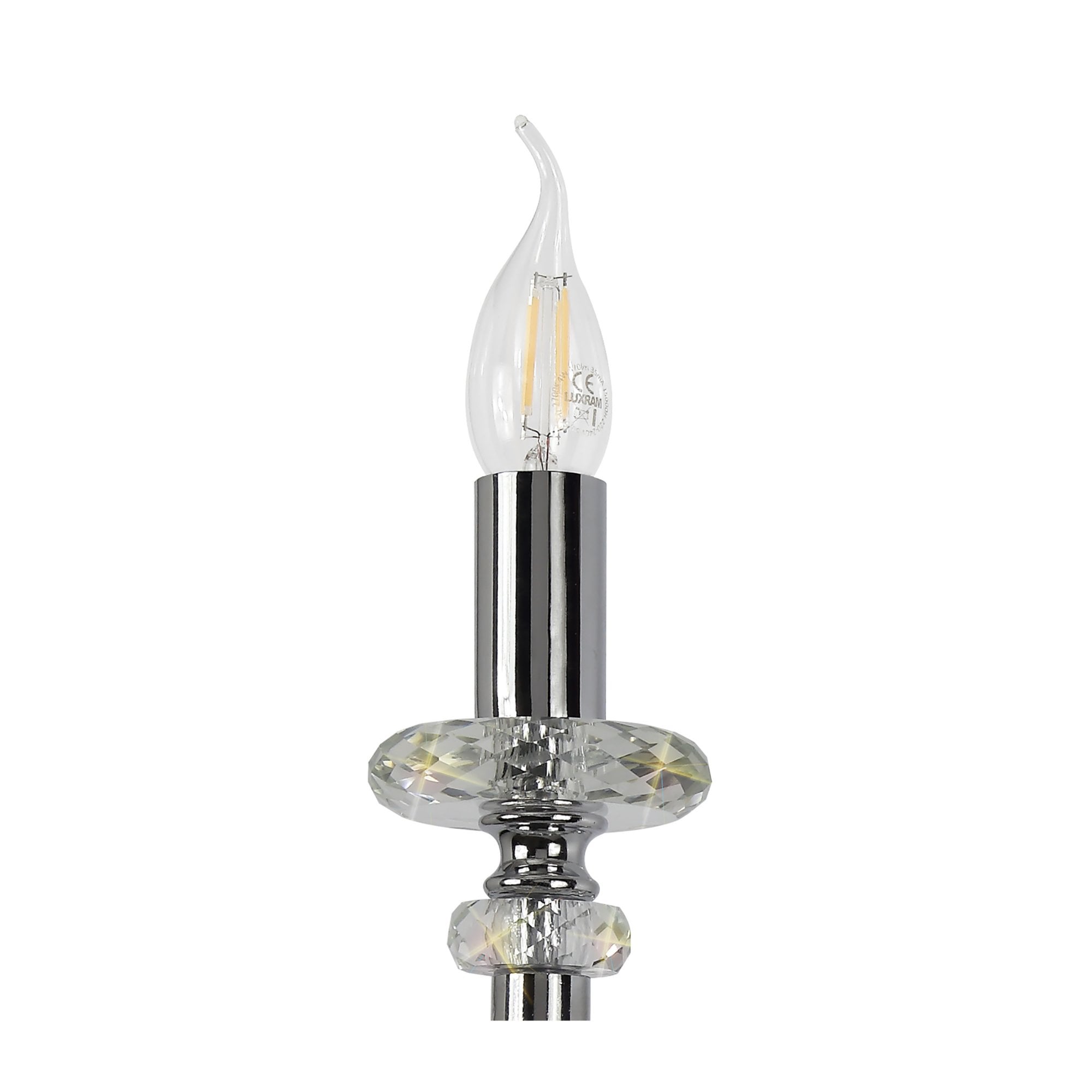 Fabula Hickman Single Wall Lamp - Polished Chrome, Clear Glass & Crystal