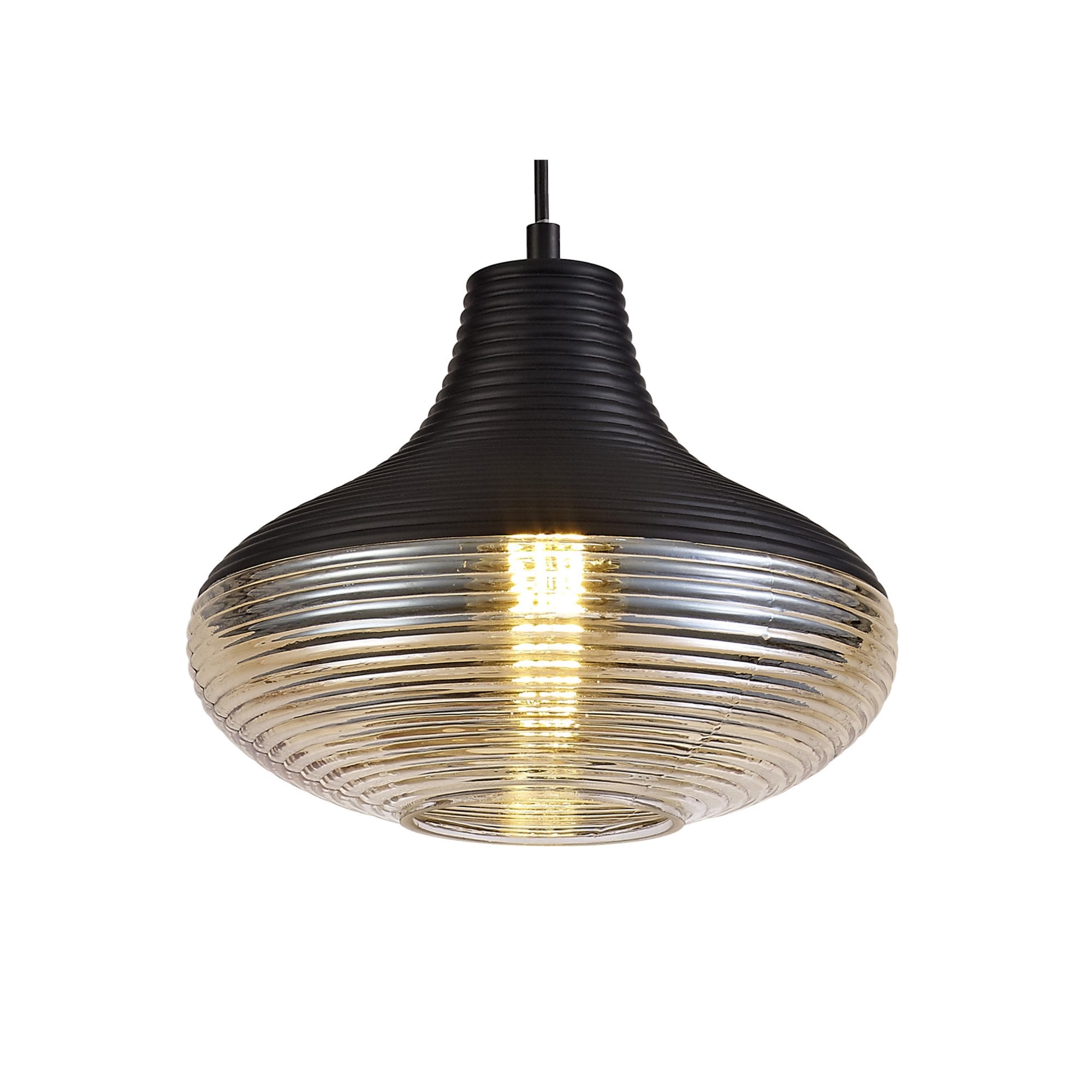 Fabula Nesta Single Vase Pendant - Black & Amber Glass