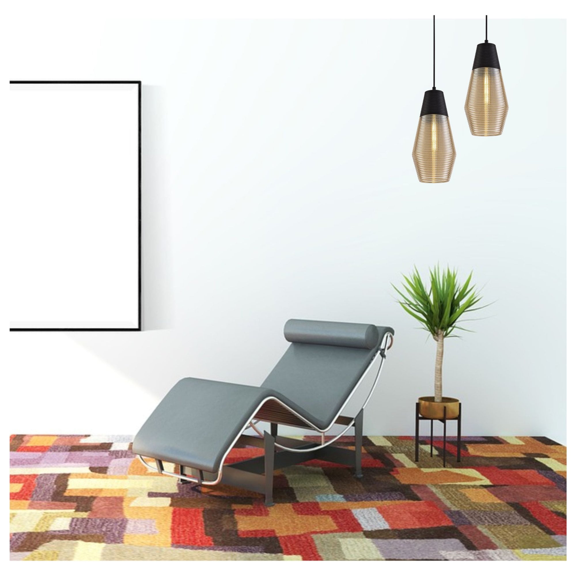 Fabula Nesta Single Cone Pendant - Black & Amber Glass