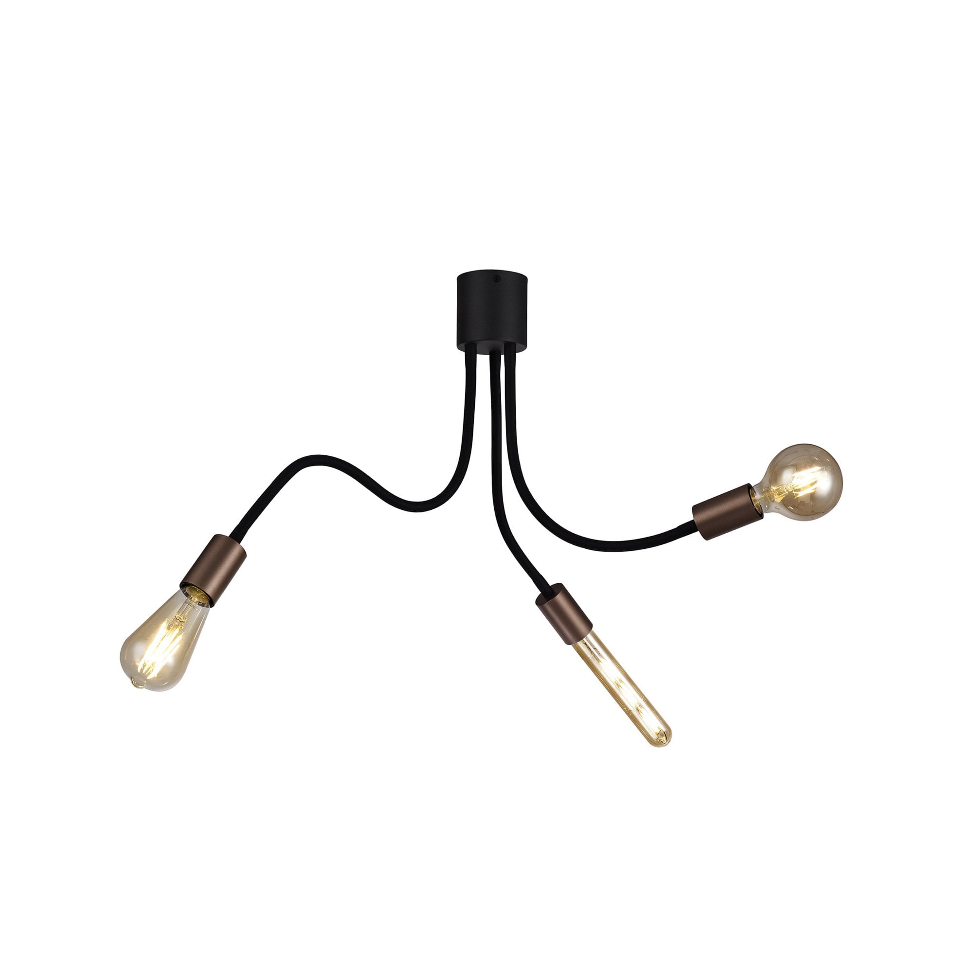 Fabula Hartwell 3 Light Flexible Ceiling Light - Satin Black & Brushed Copper