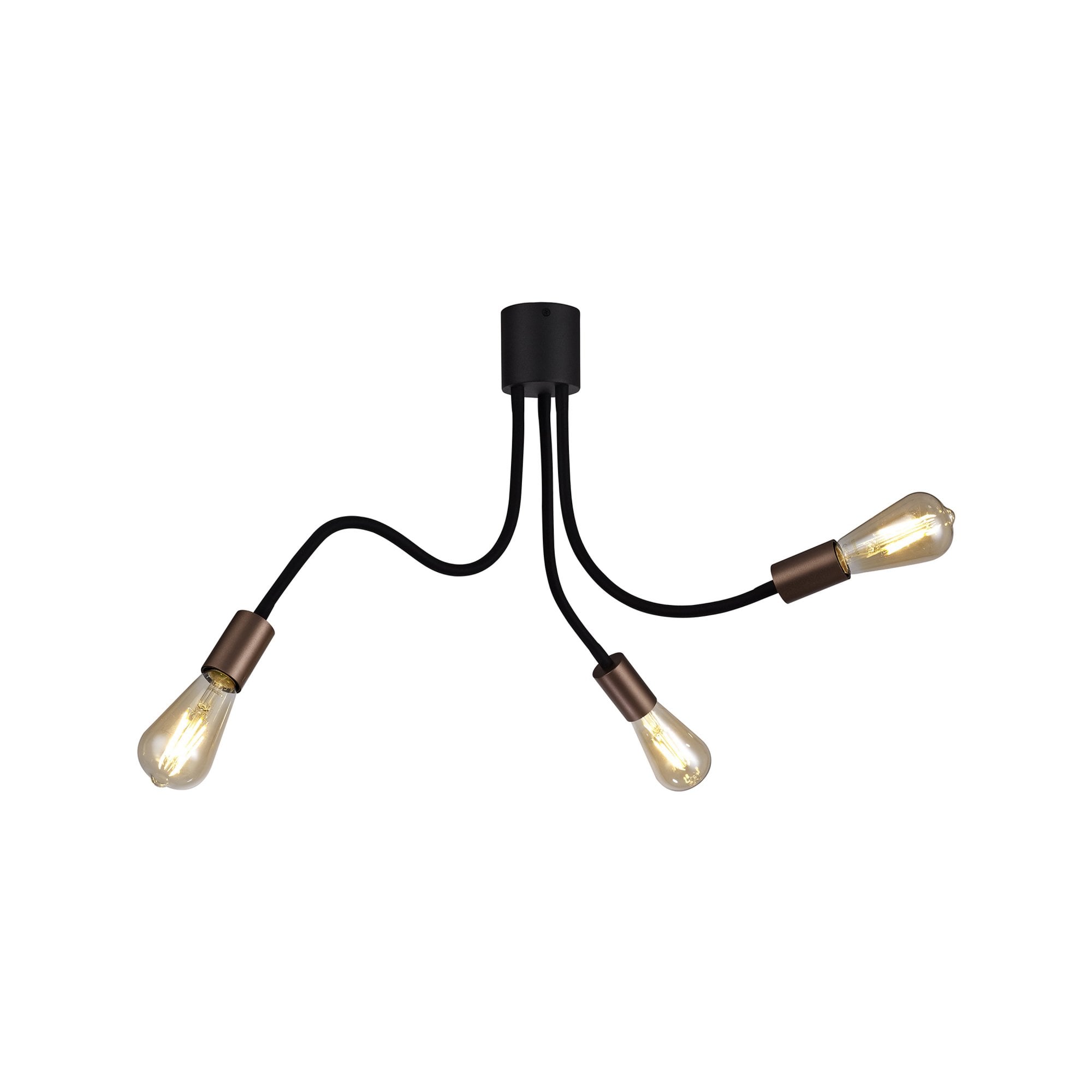 Fabula Hartwell 3 Light Flexible Ceiling Light - Satin Black & Brushed Copper