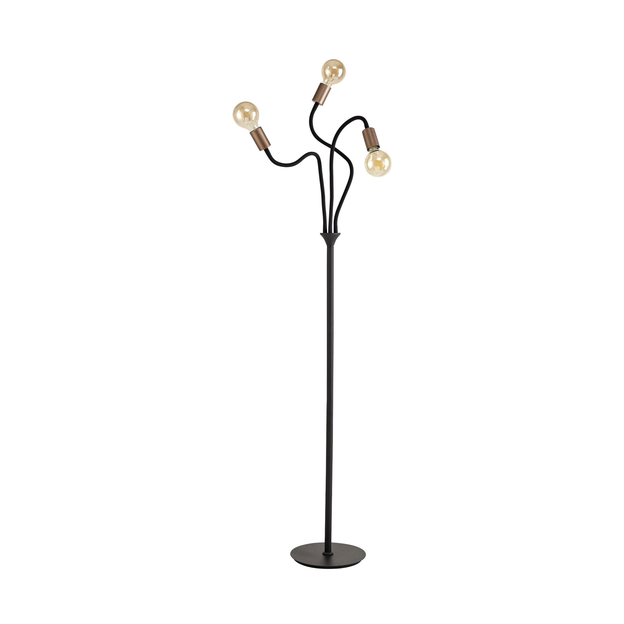 Fabula Hartwell 3 Light Flexible Floor Lamp - Satin Black & Brushed Copper