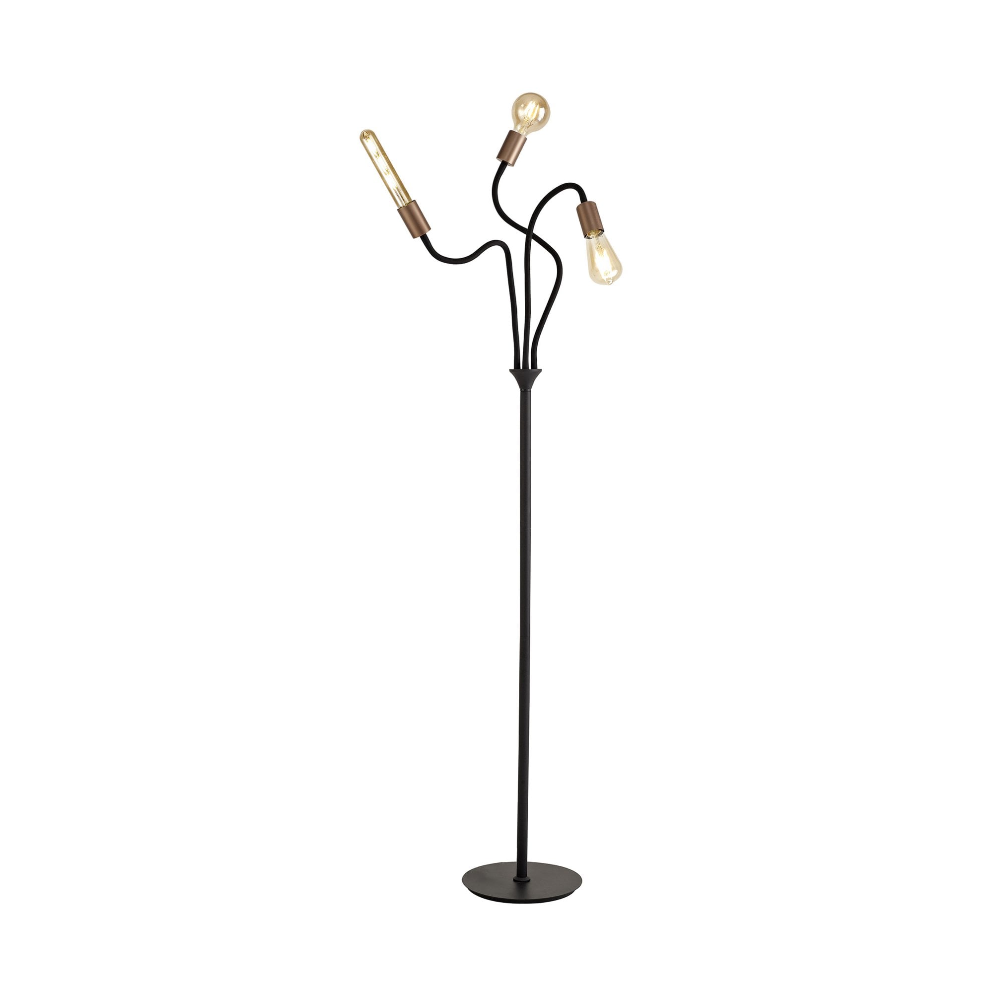 Fabula Hartwell 3 Light Flexible Floor Lamp - Satin Black & Brushed Copper