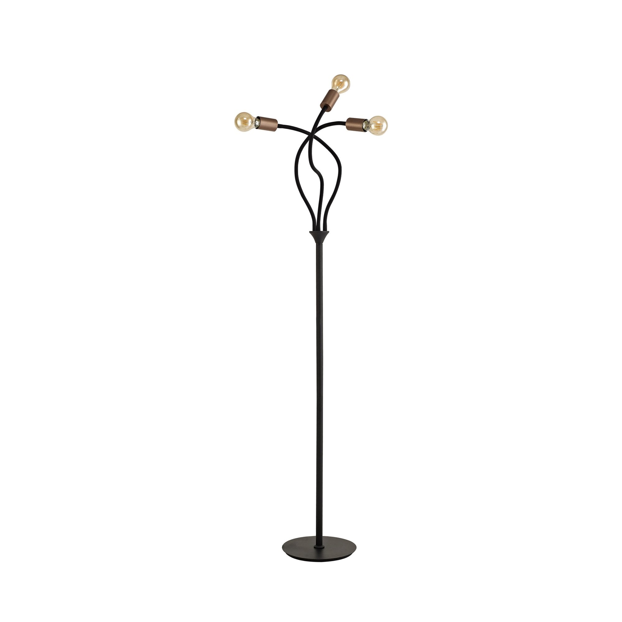 Fabula Hartwell 3 Light Flexible Floor Lamp - Satin Black & Brushed Copper