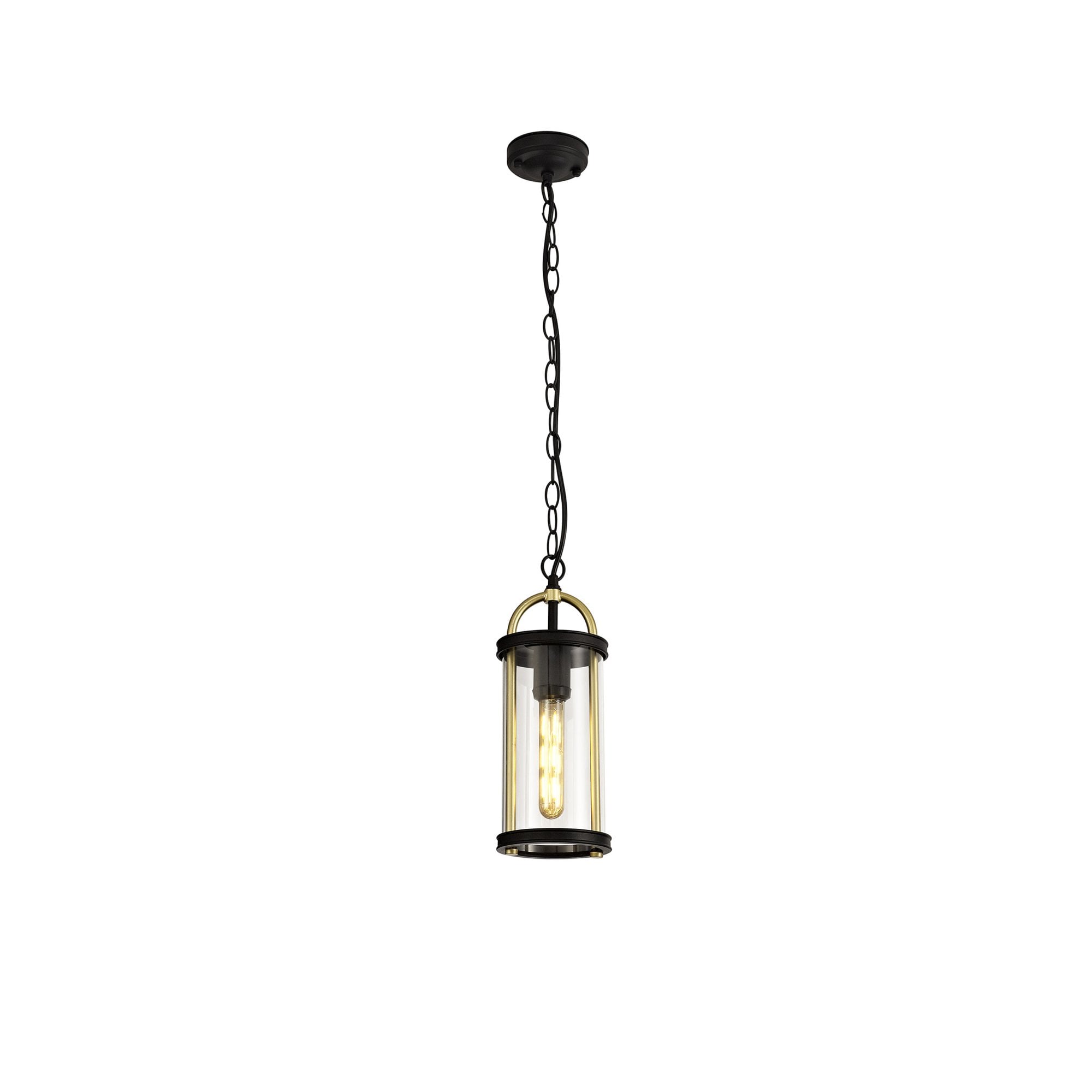 Fabula Harman Single Pendant - Black, Gold & Clear Glass - IP54