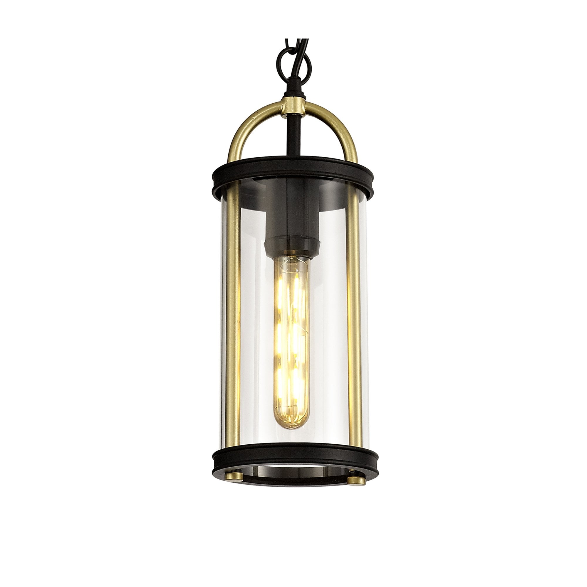 Fabula Harman Single Pendant - Black, Gold & Clear Glass - IP54