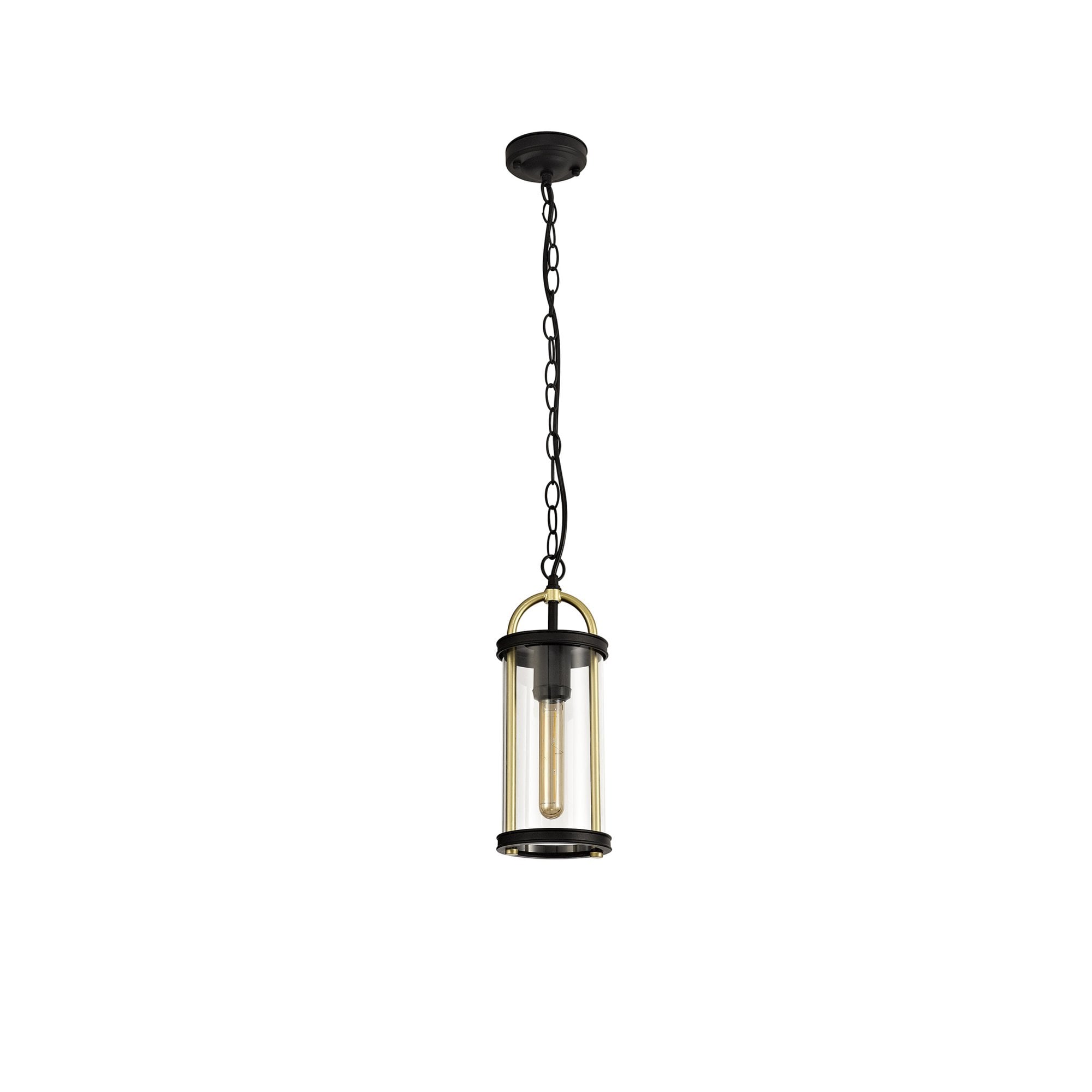 Fabula Harman Single Pendant - Black, Gold & Clear Glass - IP54