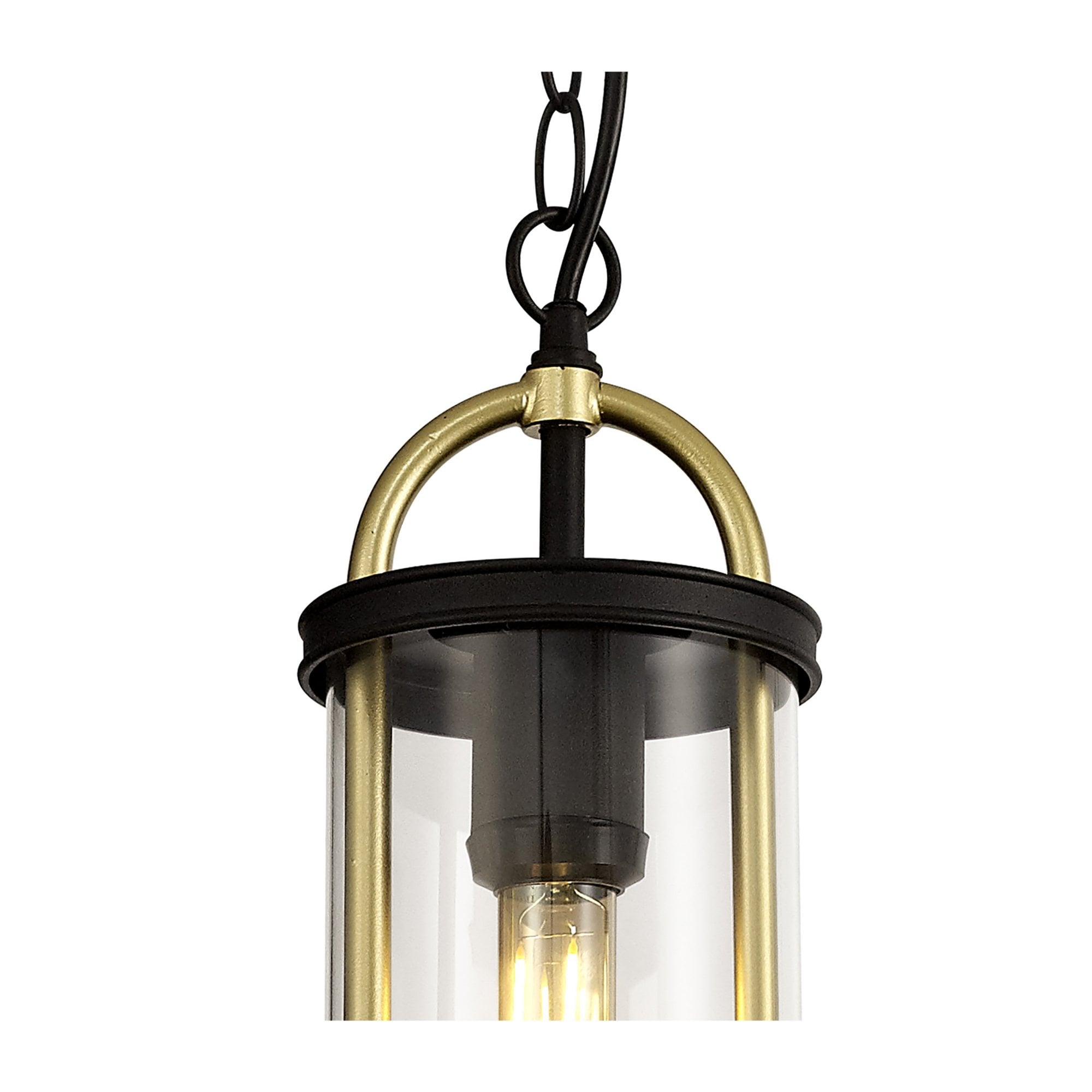 Fabula Harman Single Pendant - Black, Gold & Clear Glass - IP54