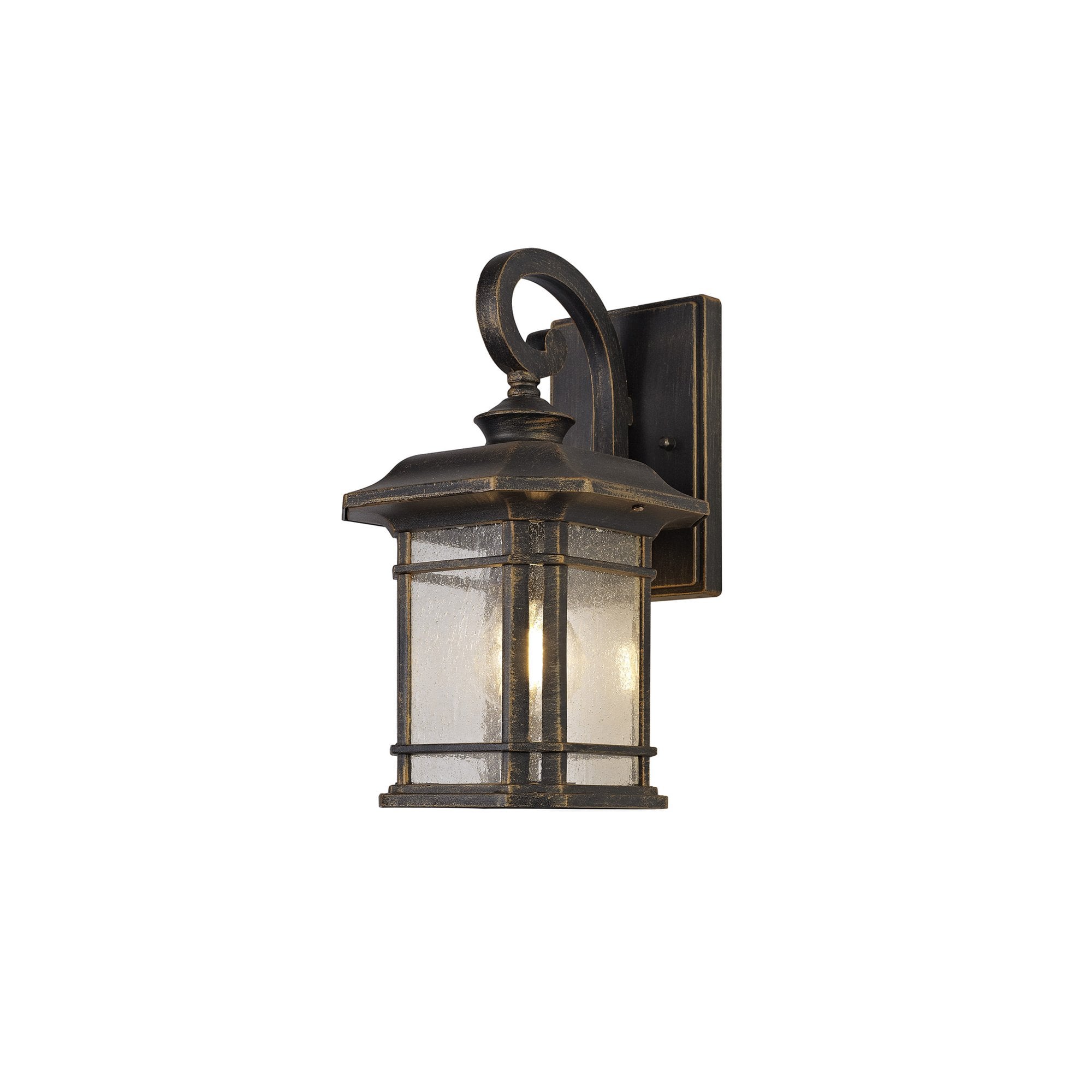 Fabula Highstone Small Single Wall Lamp - Brushed Black Gold & Seeded Glass - IP54
