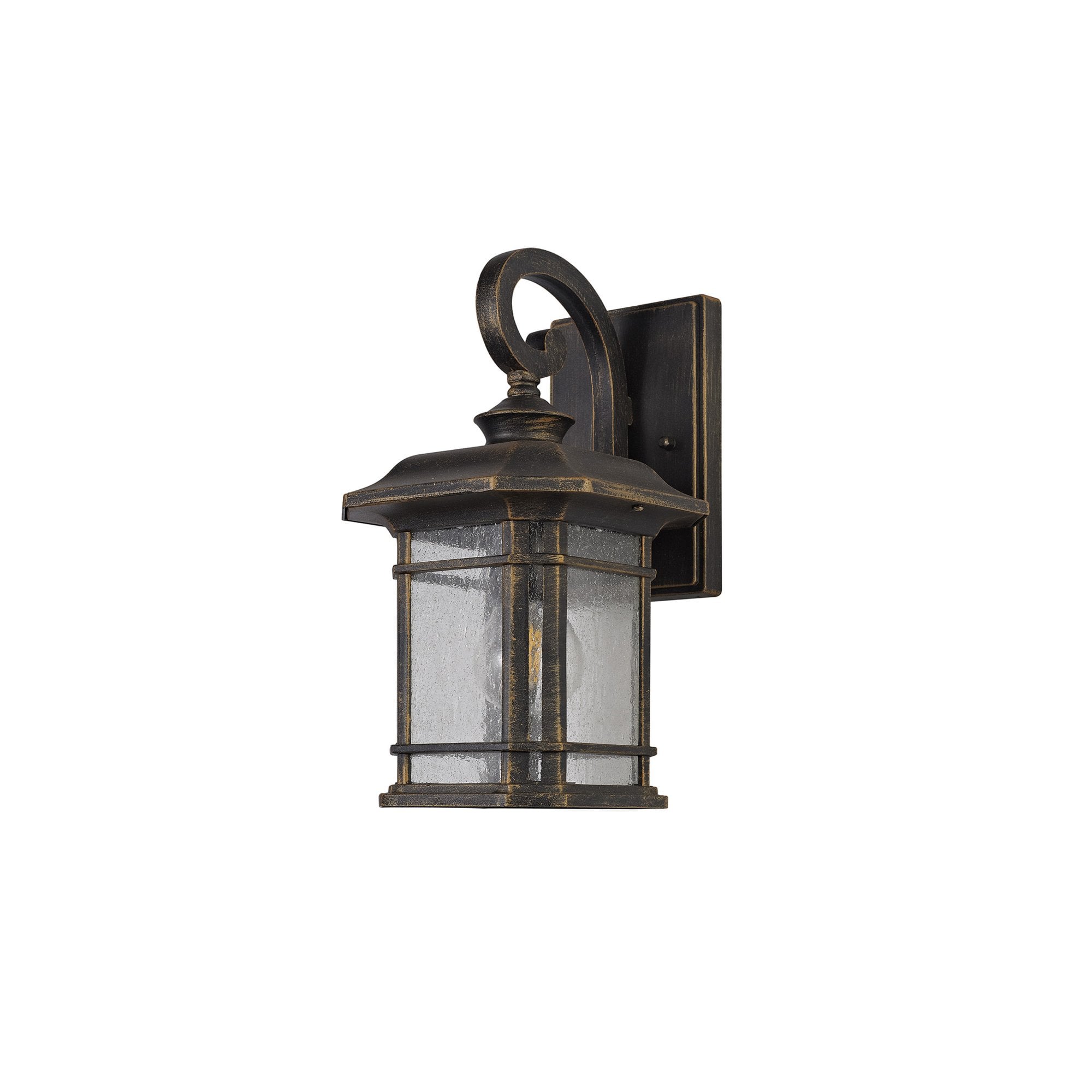 Fabula Highstone Small Single Wall Lamp - Brushed Black Gold & Seeded Glass - IP54