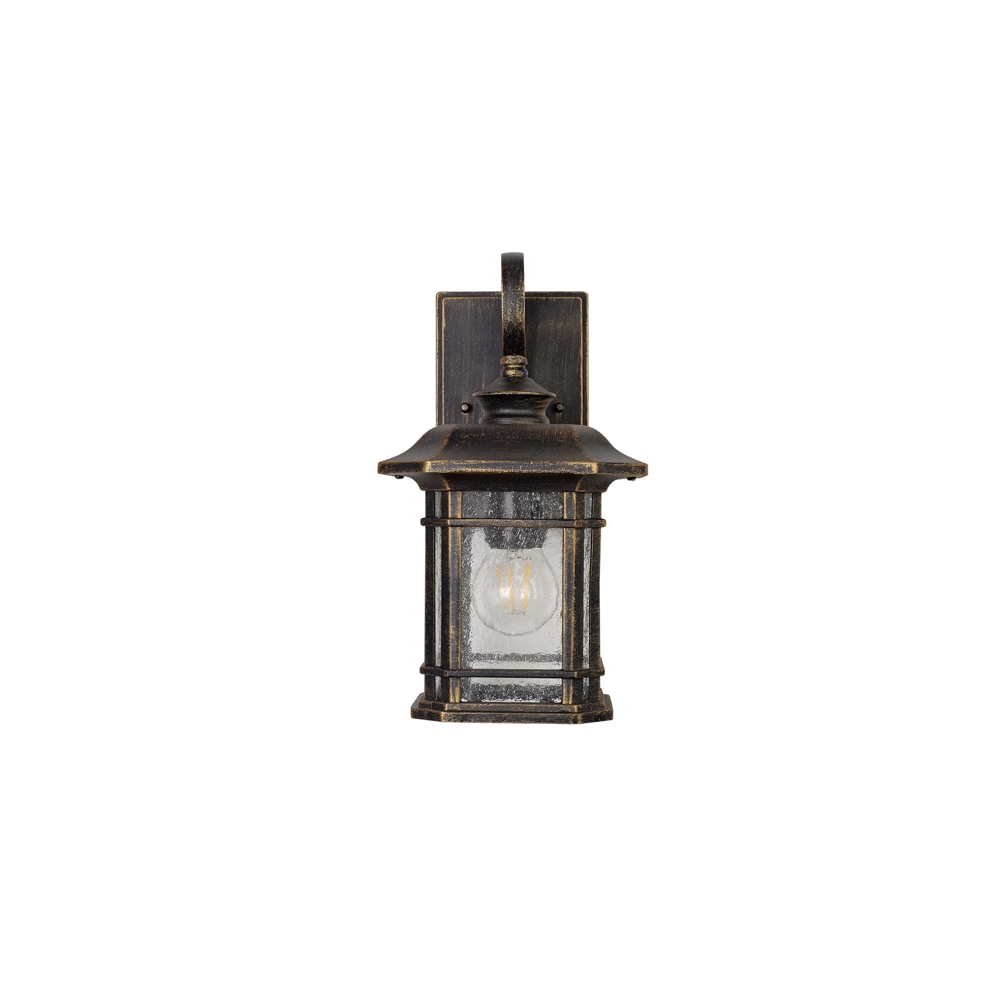 Fabula Highstone Small Single Wall Lamp - Brushed Black Gold & Seeded Glass - IP54