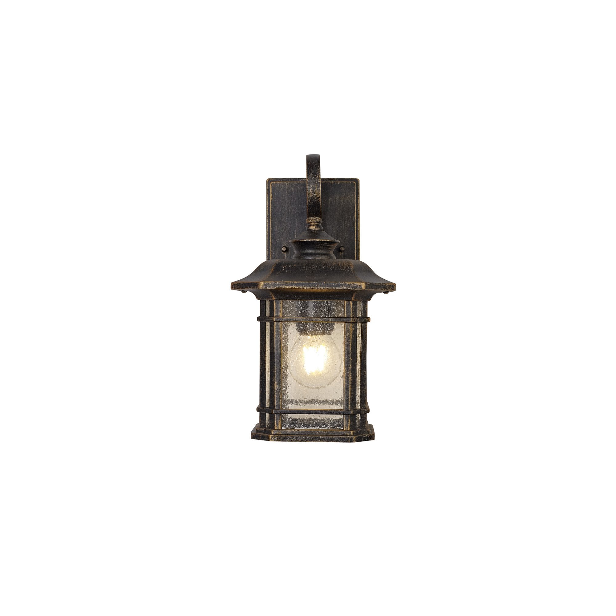 Fabula Highstone Small Single Wall Lamp - Brushed Black Gold & Seeded Glass - IP54