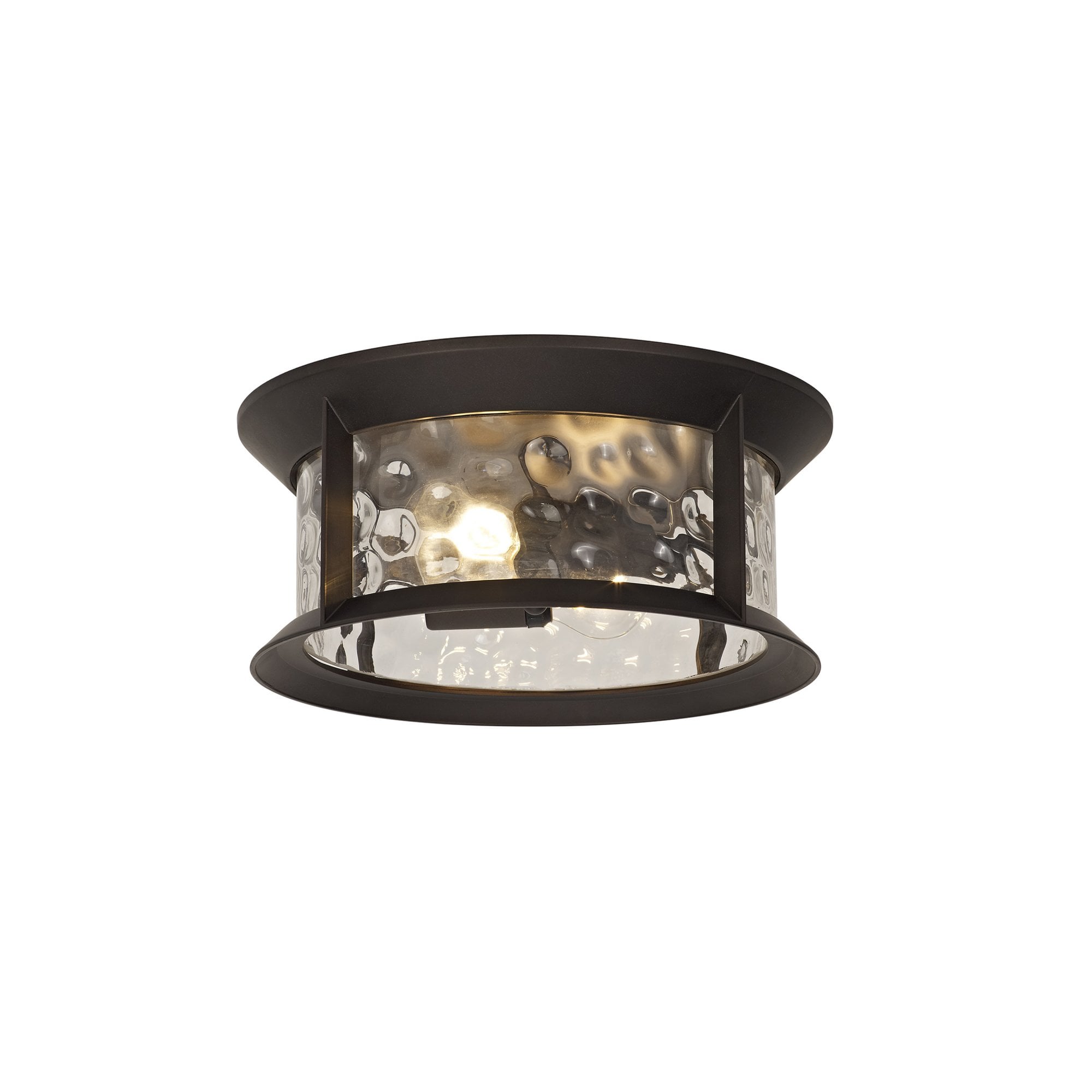Fabula Bellamy Flush Light - Antique Bronze & Clear Ripple Glass - IP54