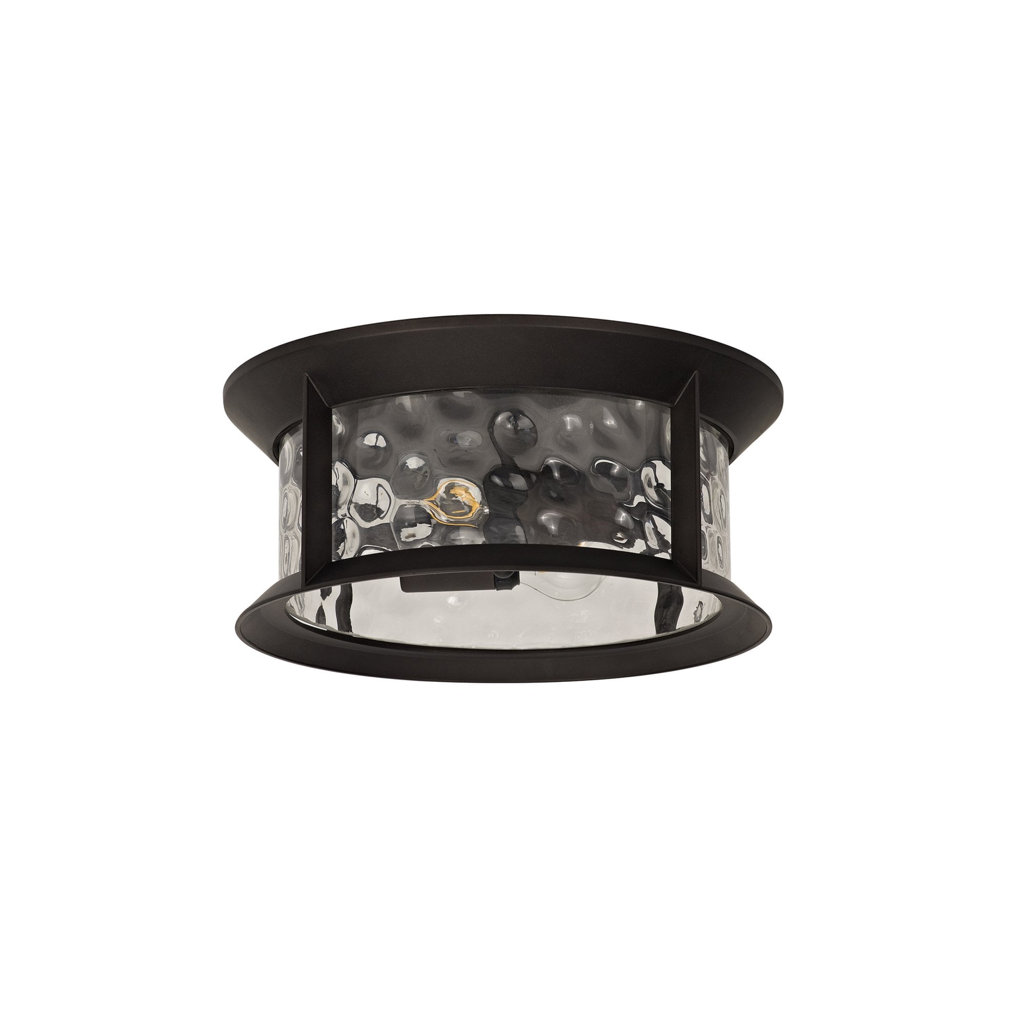 Fabula Bellamy Flush Light - Antique Bronze & Clear Ripple Glass - IP54