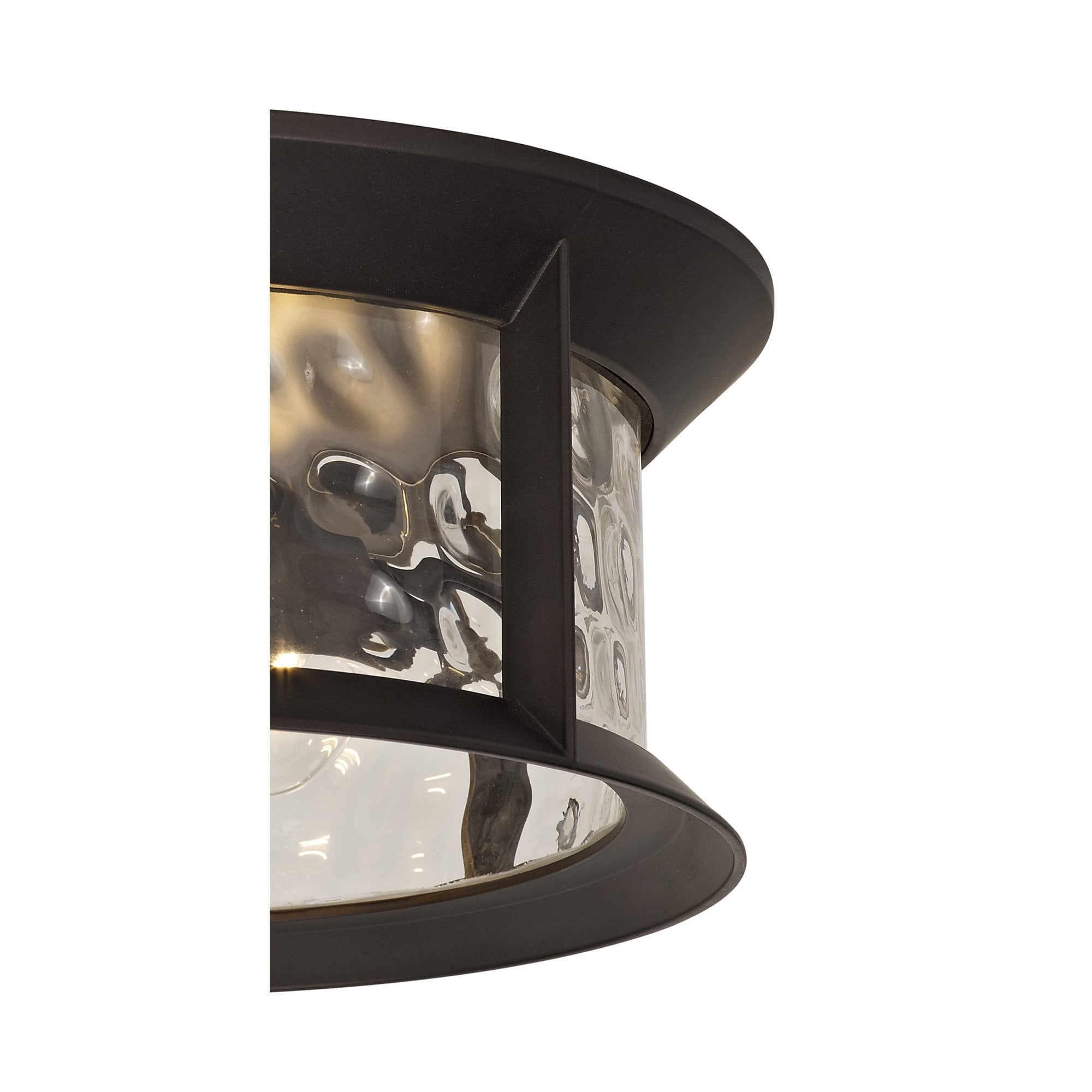 Fabula Bellamy Flush Light - Antique Bronze & Clear Ripple Glass - IP54