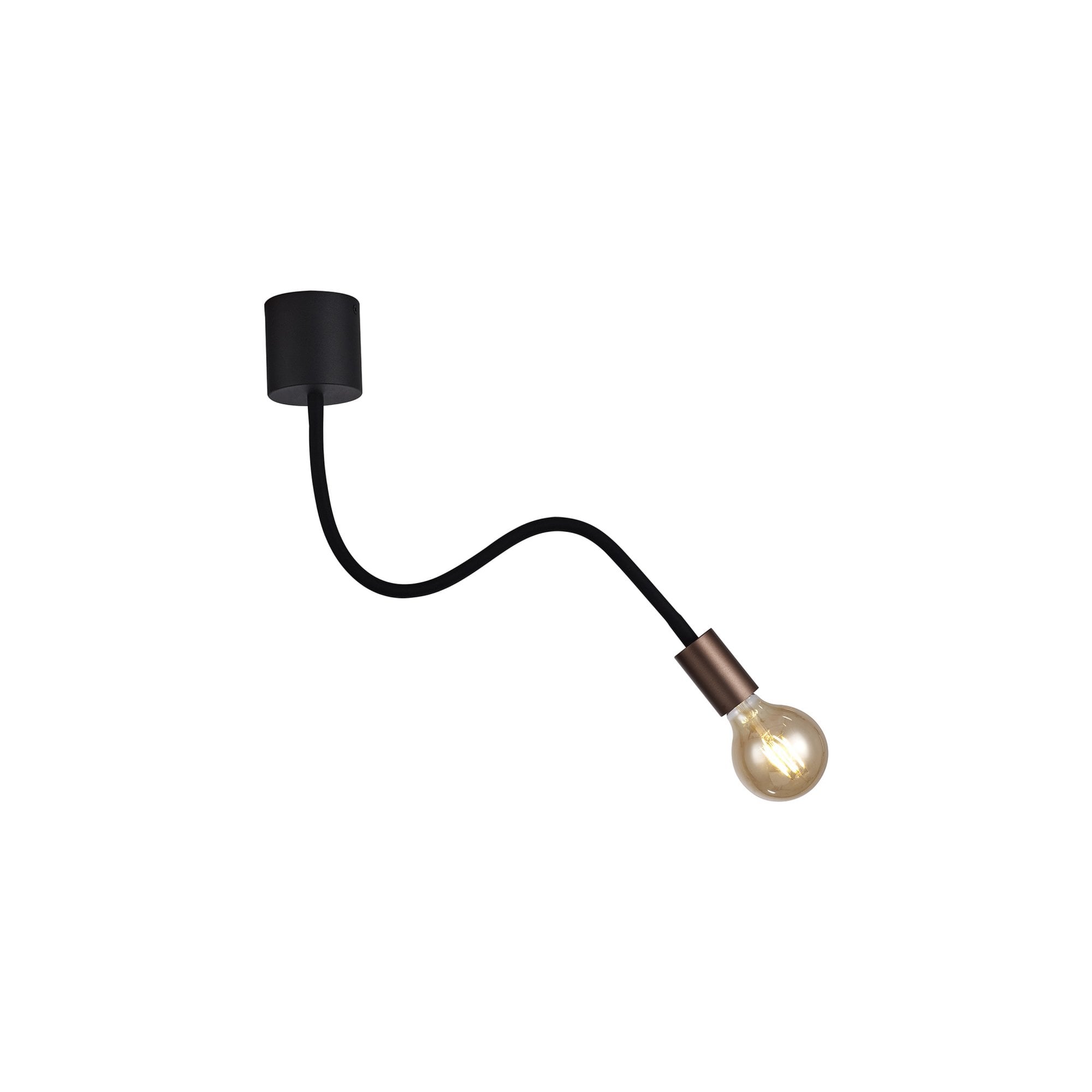 Fabula Hartwell Single Flexible Ceiling Light - Satin Black & Brushed Copper
