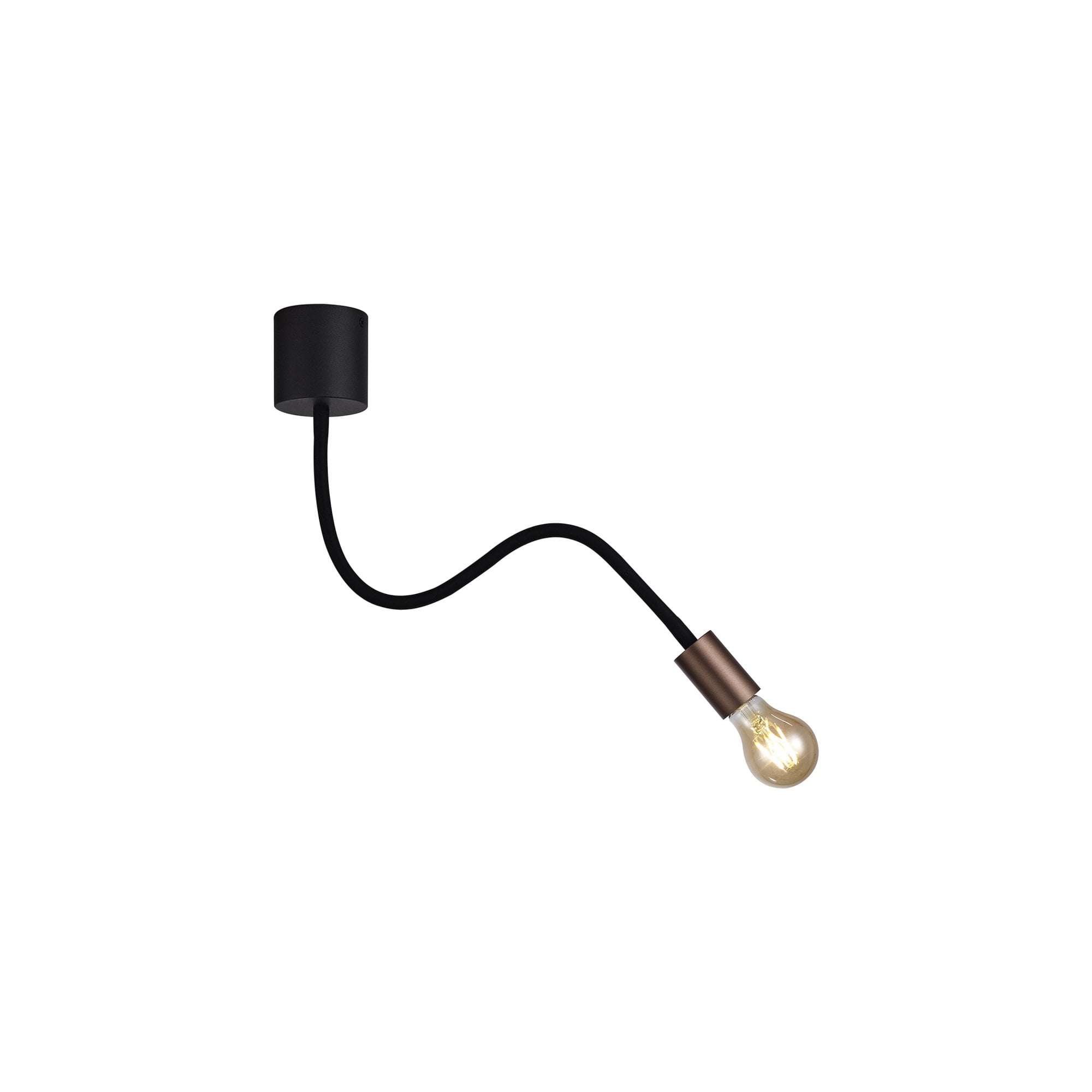 Fabula Hartwell Single Flexible Ceiling Light - Satin Black & Brushed Copper