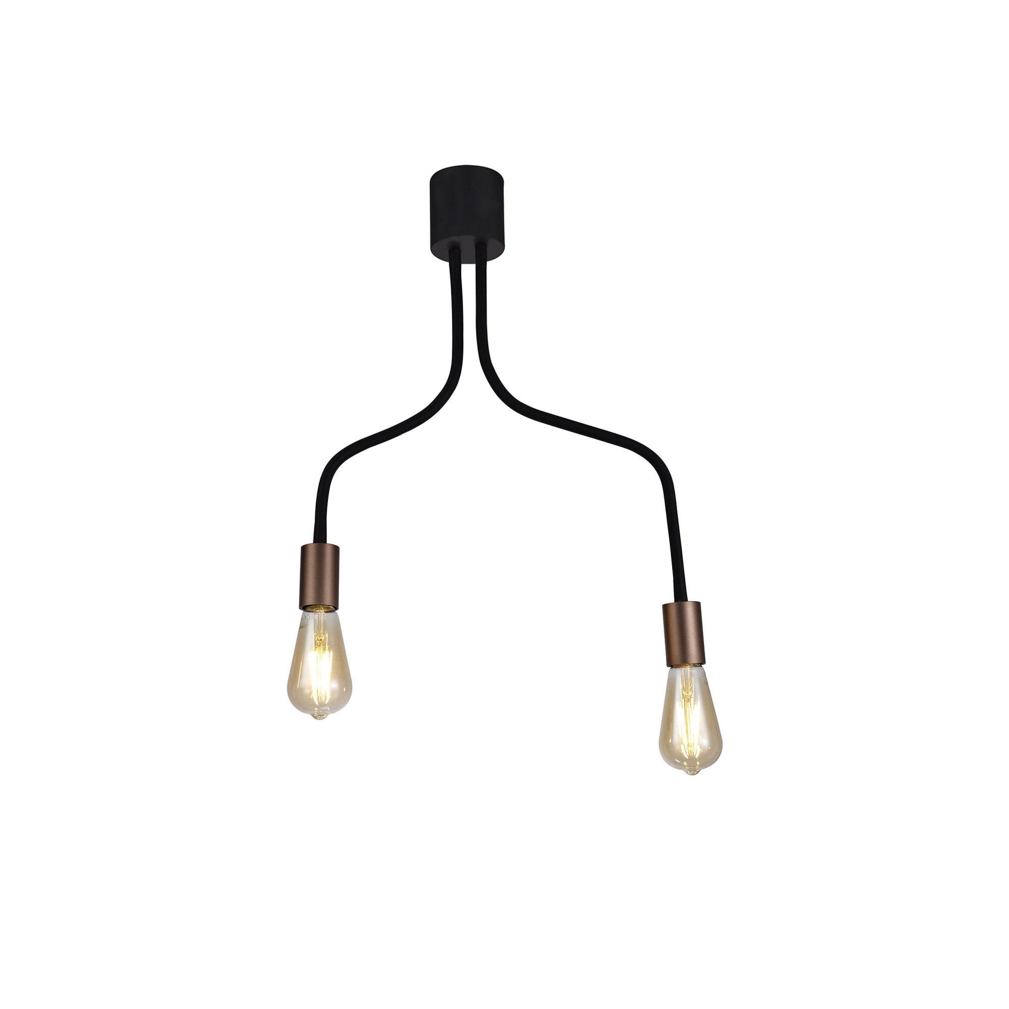 Fabula Hartwell 2 Light Flexible Ceiling Light - Satin Black & Brushed Copper