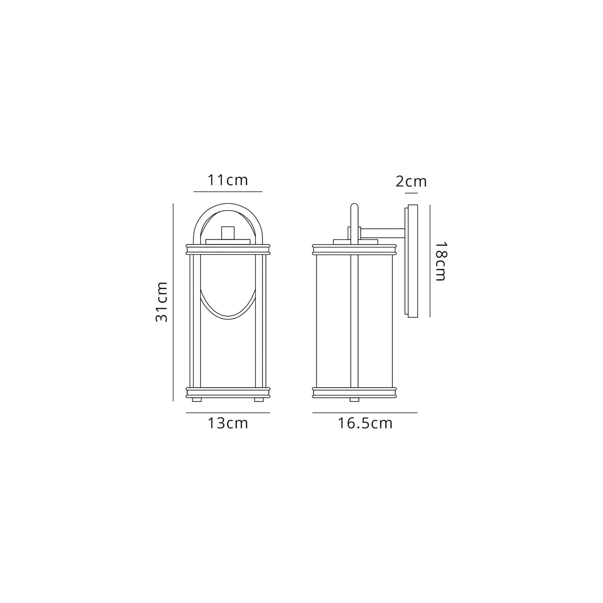 Fabula Harman Small Single Wall Lamp - Black, Gold & Clear Glass - IP54