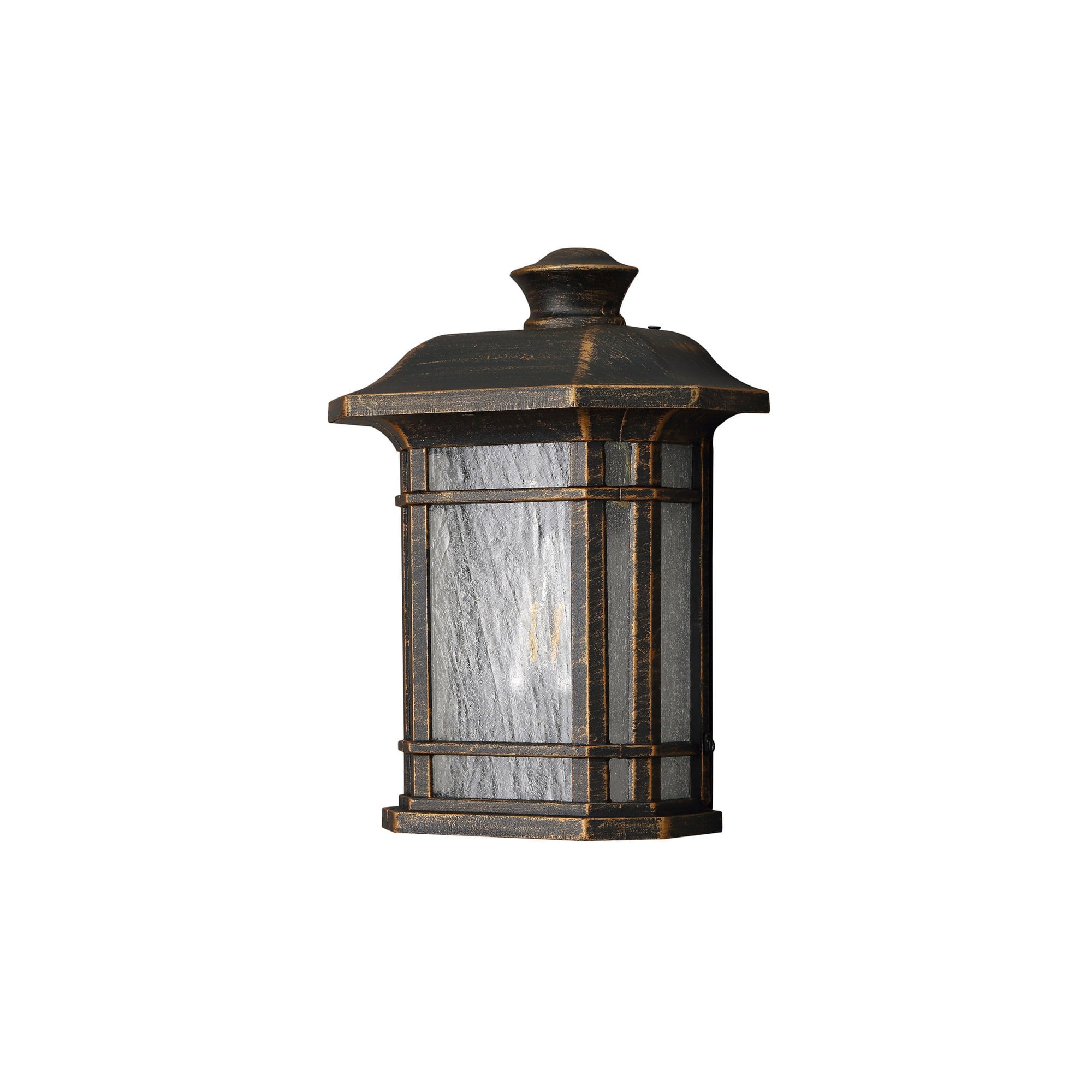 Fabula Highstone Single Half Wall Lamp - Brushed Black Gold & Seeded Glass - IP54