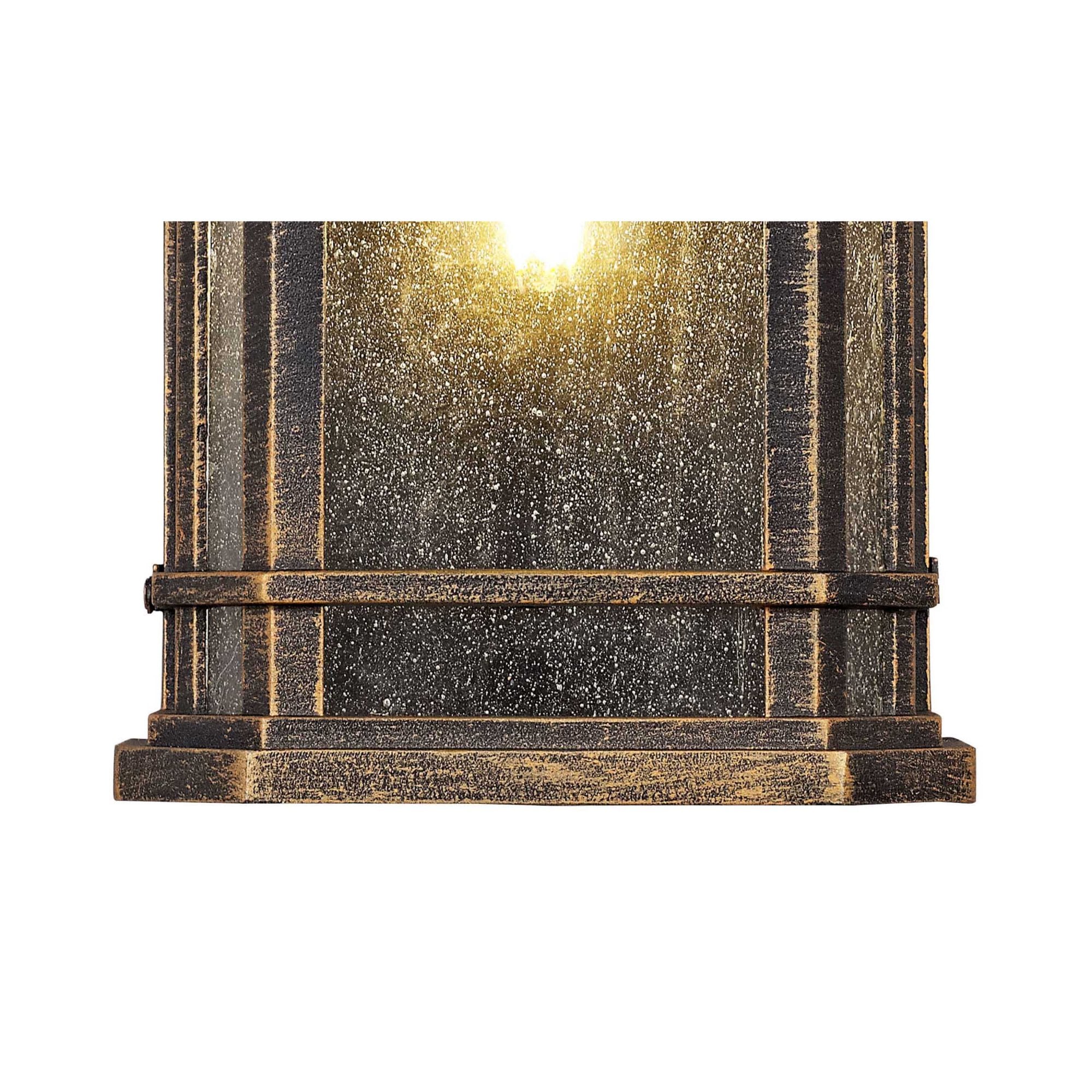 Fabula Highstone Single Half Wall Lamp - Brushed Black Gold & Seeded Glass - IP54