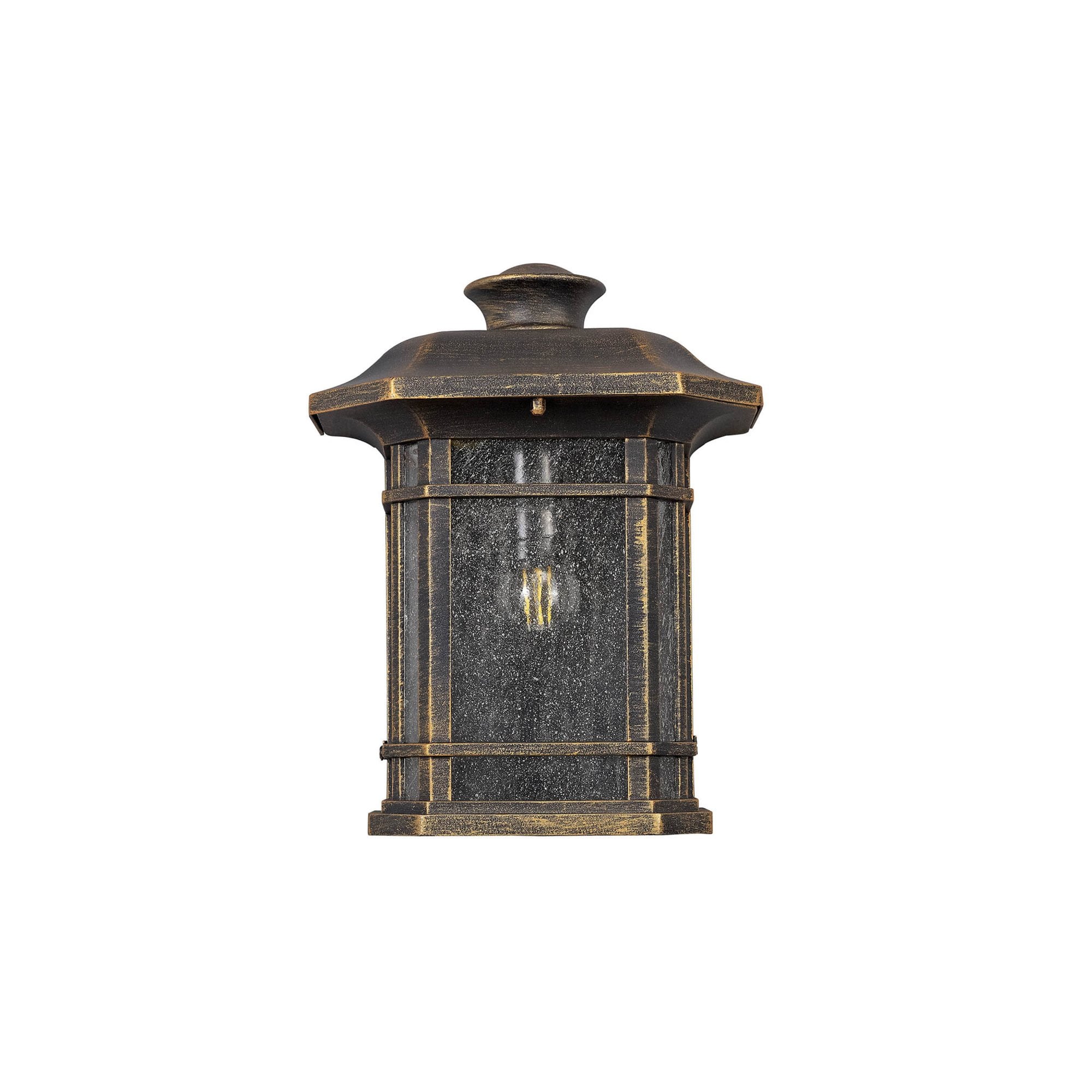 Fabula Highstone Single Half Wall Lamp - Brushed Black Gold & Seeded Glass - IP54