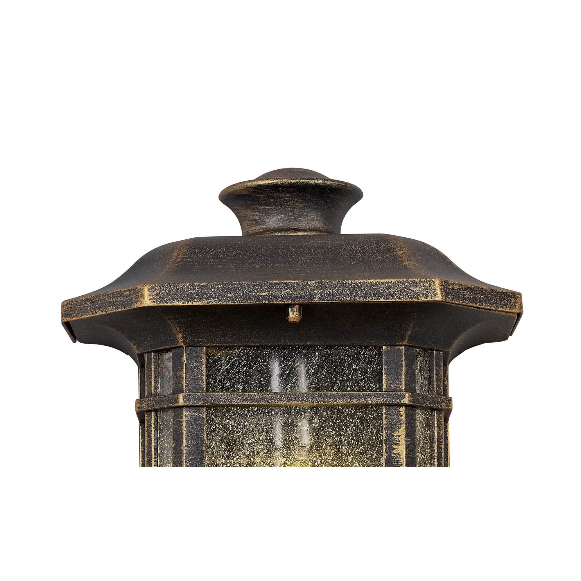Fabula Highstone Single Half Wall Lamp - Brushed Black Gold & Seeded Glass - IP54