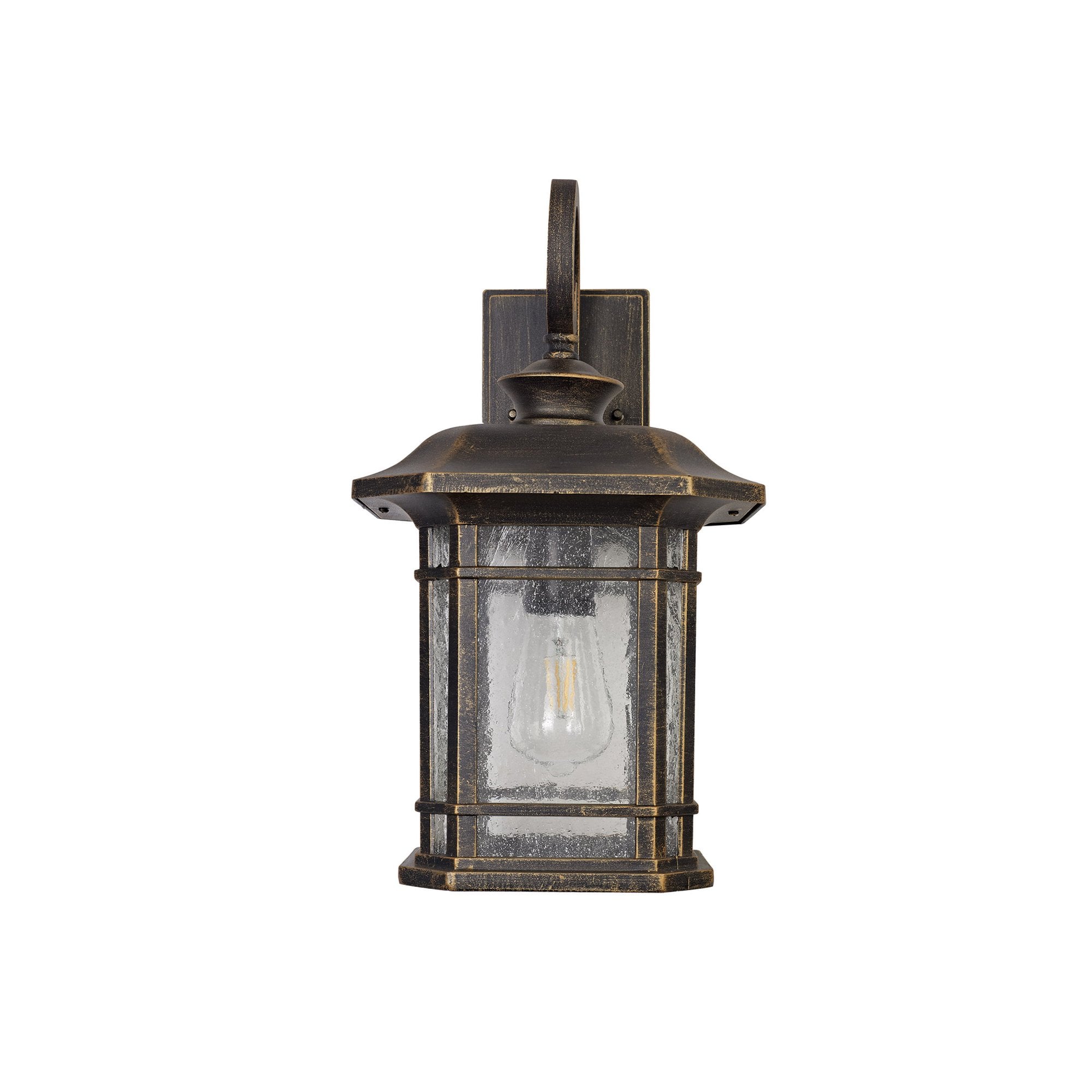 Fabula Highstone Large Single Wall Lamp - Brushed Black Gold & Seeded Glass - IP54