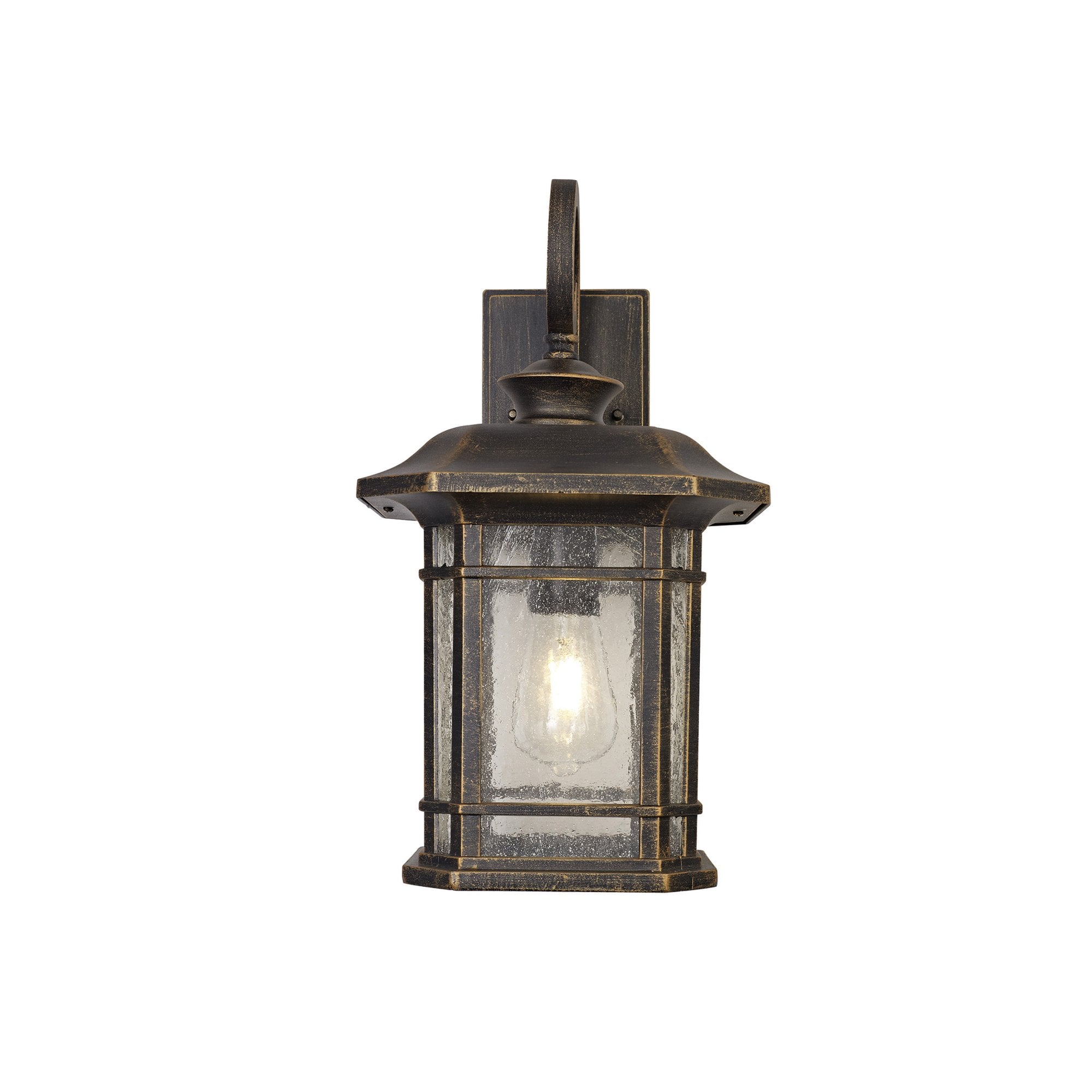 Fabula Highstone Large Single Wall Lamp - Brushed Black Gold & Seeded Glass - IP54