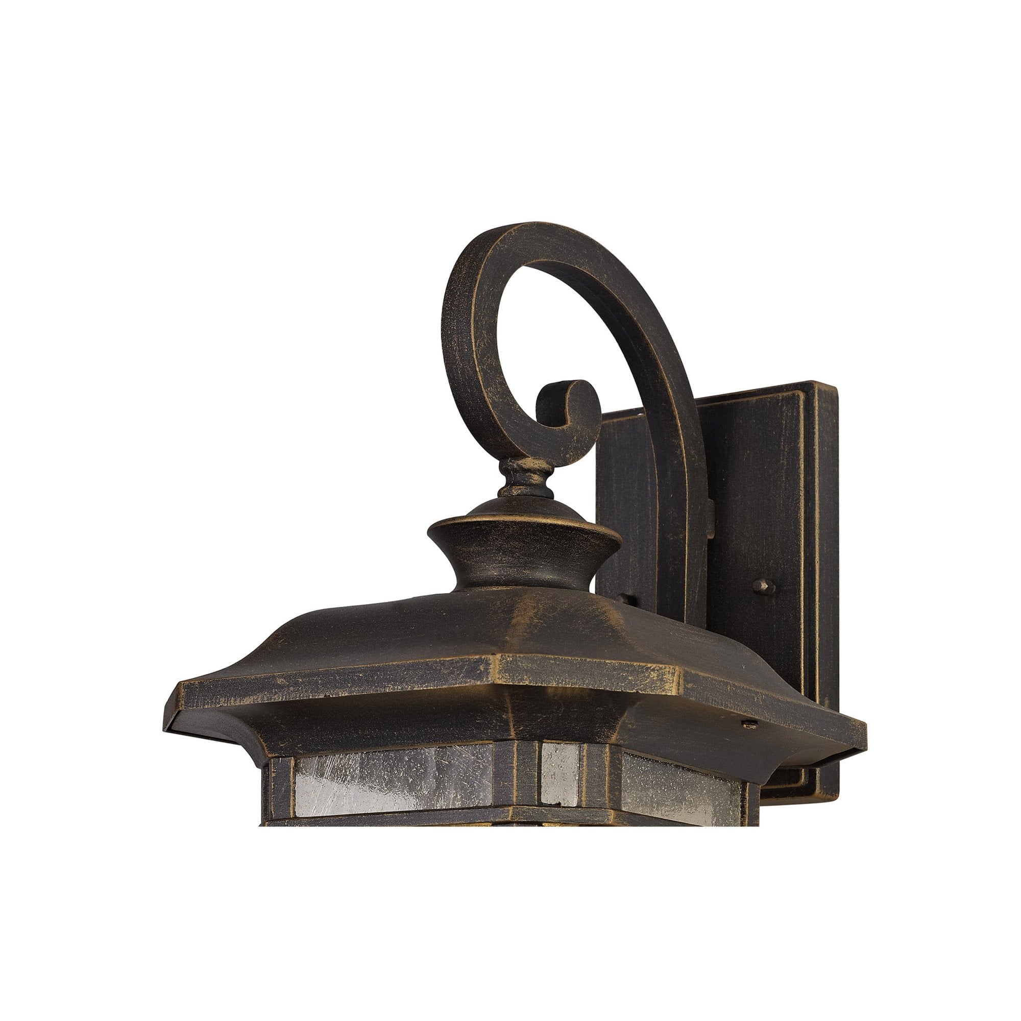 Fabula Highstone Large Single Wall Lamp - Brushed Black Gold & Seeded Glass - IP54