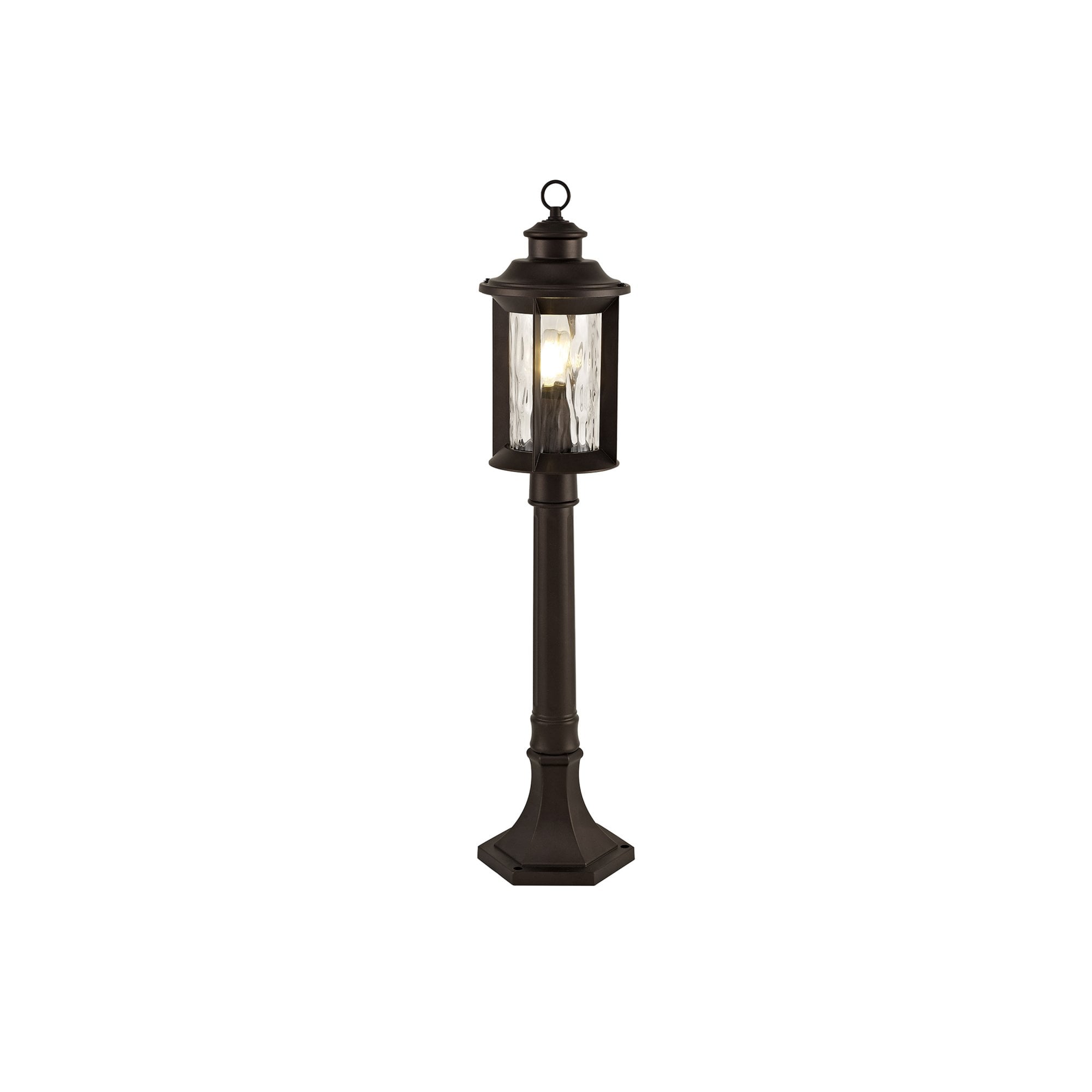Fabula Bellamy Post Lamp - Antique Bronze & Clear Ripple Glass - IP54