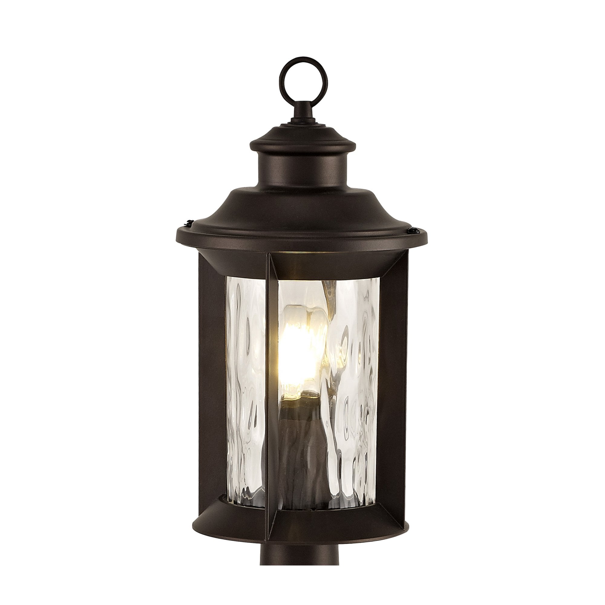 Fabula Bellamy Post Lamp - Antique Bronze & Clear Ripple Glass - IP54