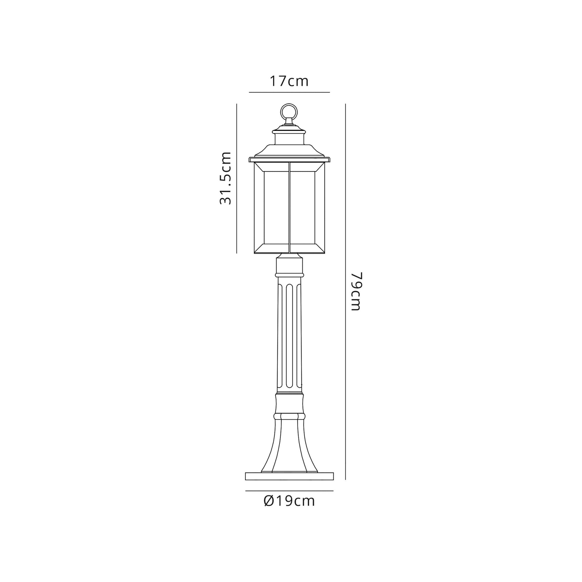 Fabula Bellamy Post Lamp - Antique Bronze & Clear Ripple Glass - IP54