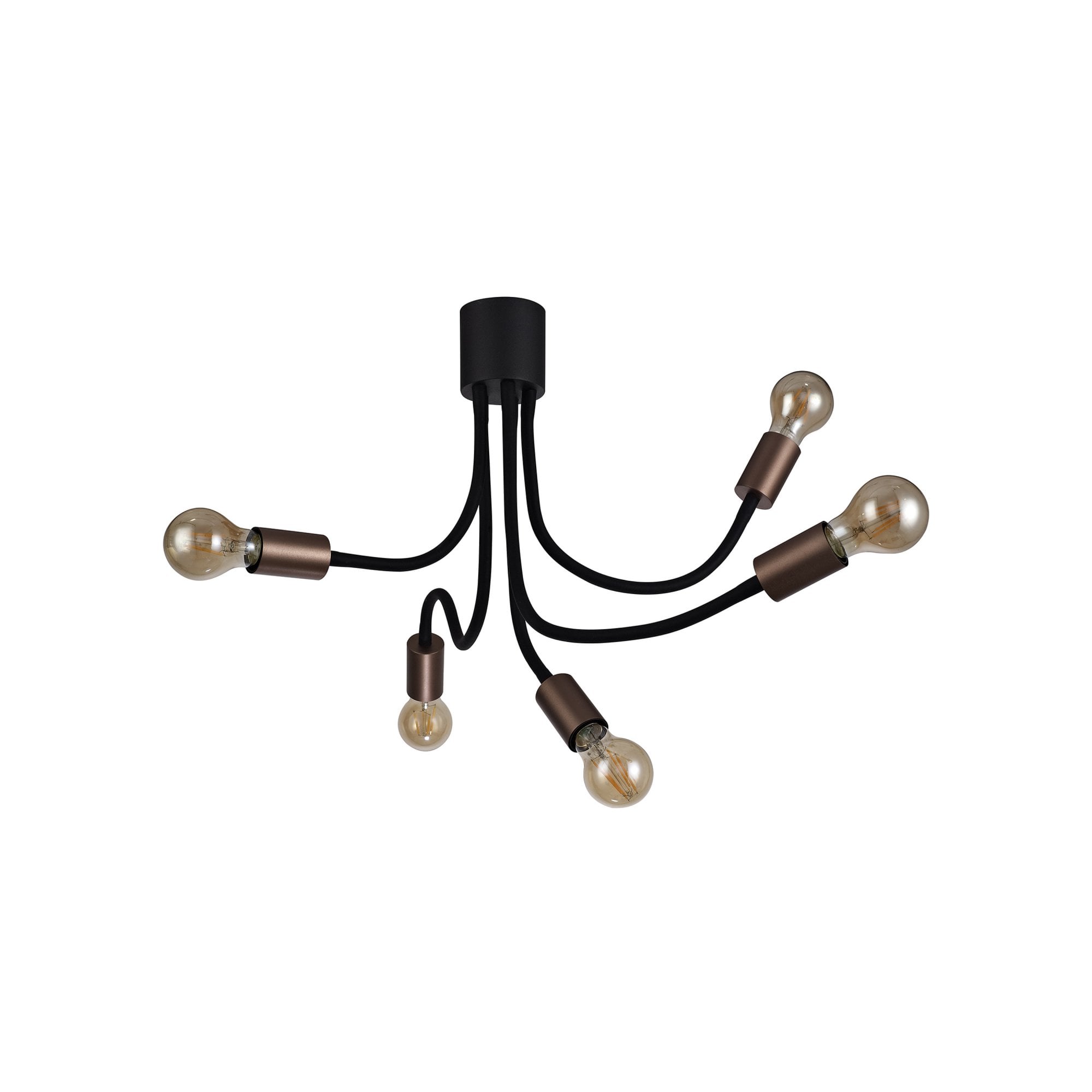 Fabula Hartwell 5 Light Flexible Ceiling Light - Satin Black & Brushed Copper