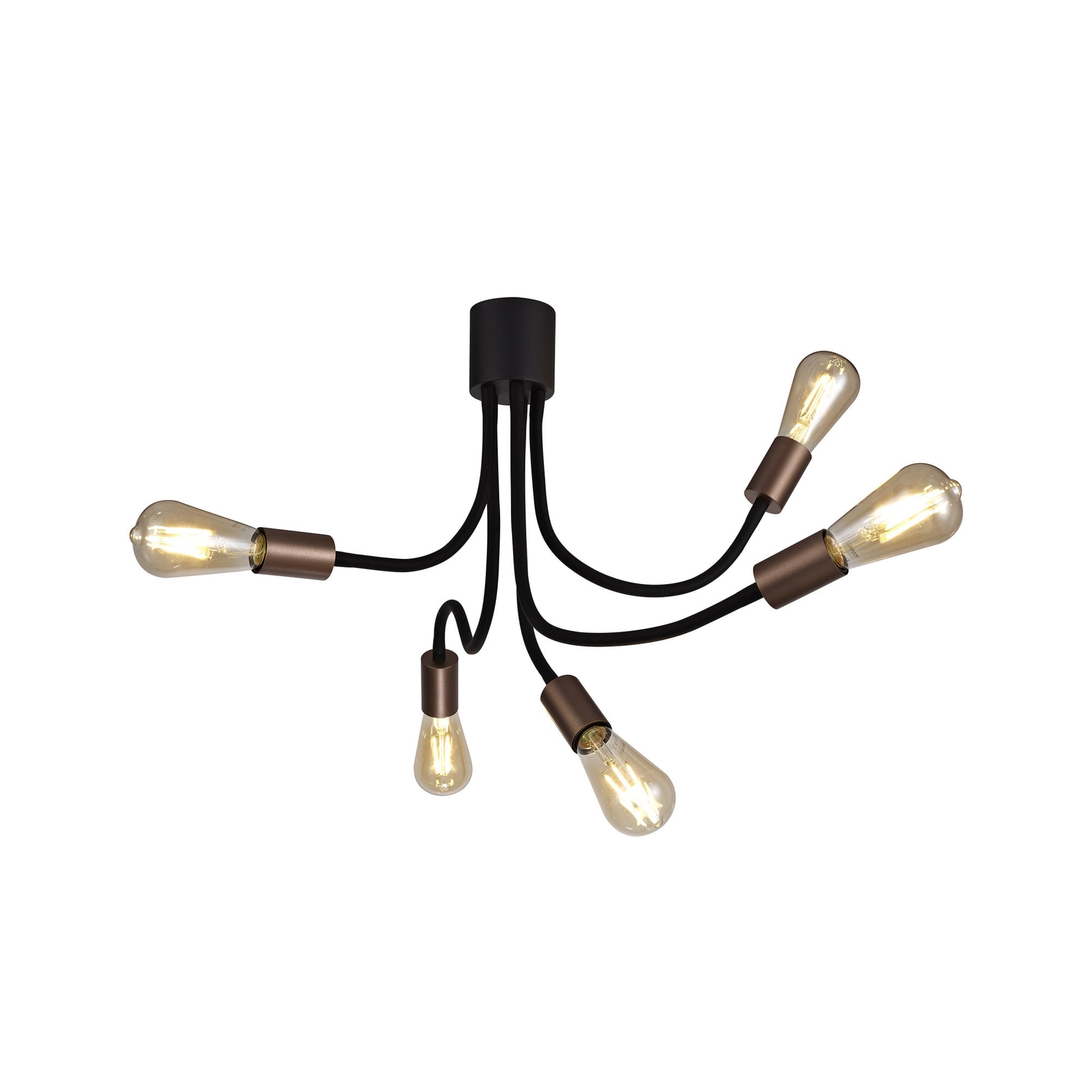 Fabula Hartwell 5 Light Flexible Ceiling Light - Satin Black & Brushed Copper