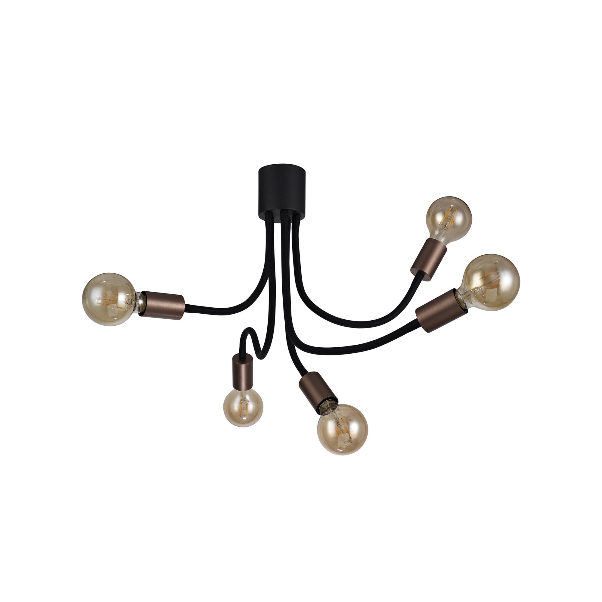 Fabula Hartwell 5 Light Flexible Ceiling Light - Satin Black & Brushed Copper