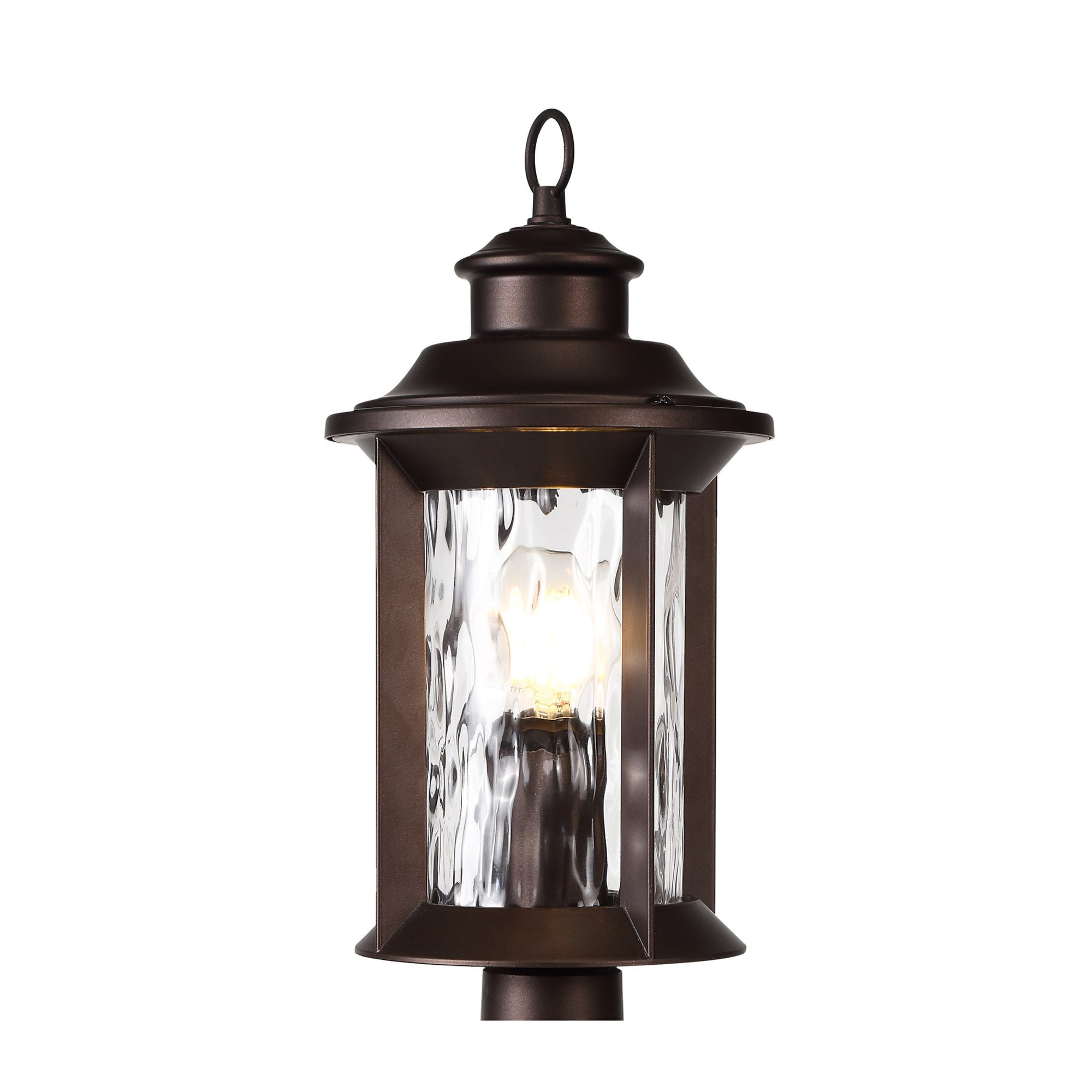 Fabula Bellamy Pedestal Lamp - Antique Bronze & Clear Ripple Glass - IP54