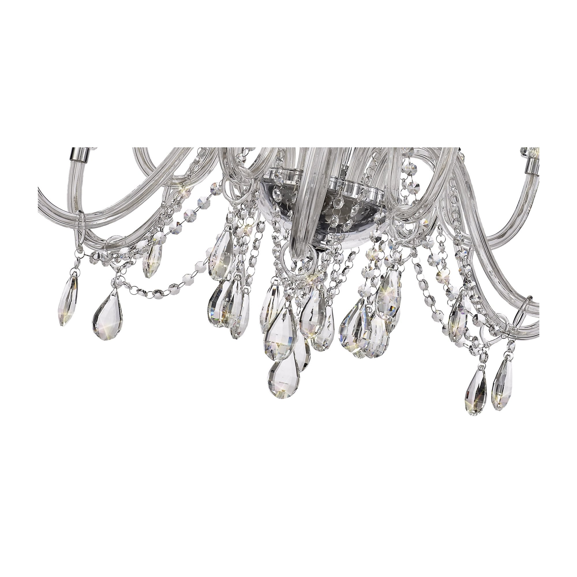 Fabula Hickman 12 Light Chandelier Pendant - Polished Chrome, Clear Glass & Crystal