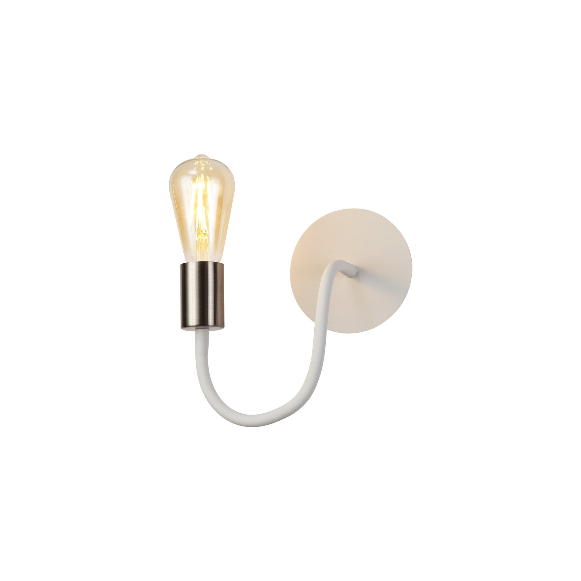 Fabula Hartwell Single Flexible Wall Lamp - Satin White & Satin Nickel
