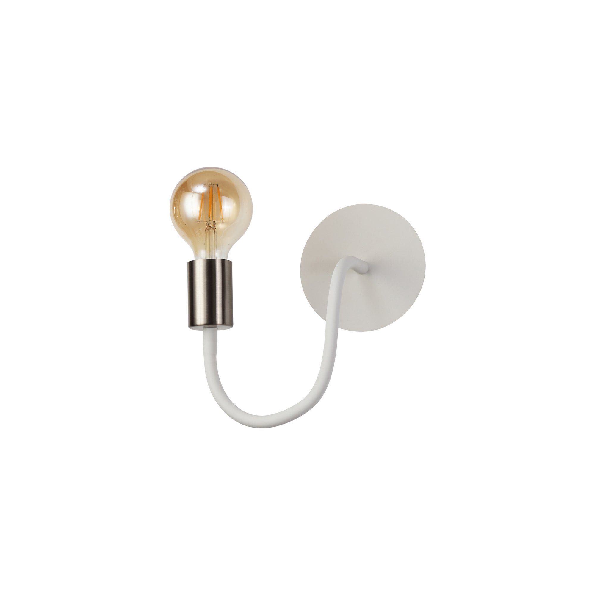 Fabula Hartwell Single Flexible Wall Lamp - Satin White & Satin Nickel