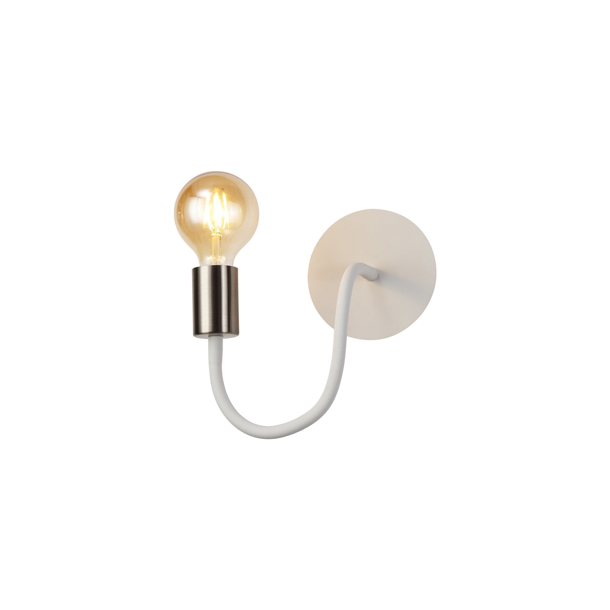 Fabula Hartwell Single Flexible Wall Lamp - Satin White & Satin Nickel