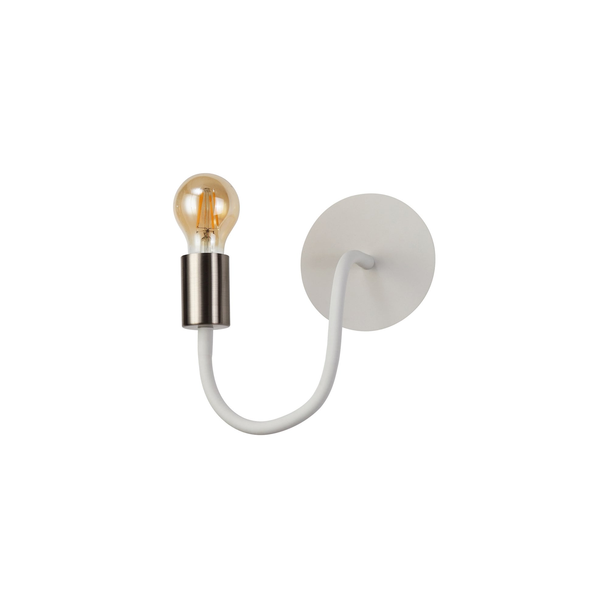 Fabula Hartwell Single Flexible Wall Lamp - Satin White & Satin Nickel