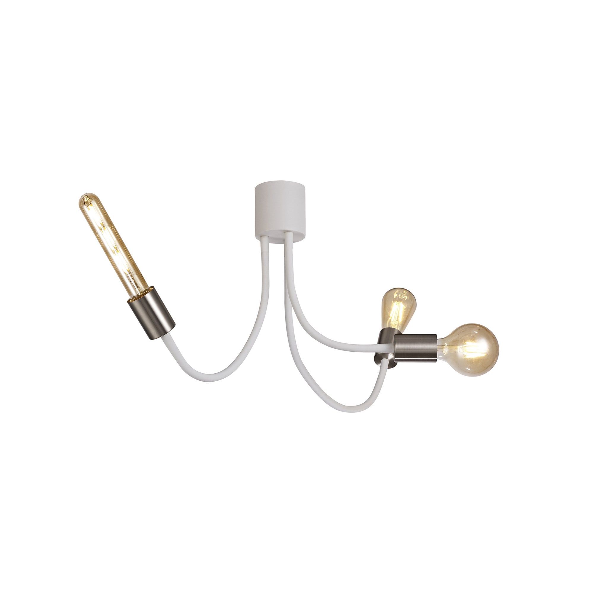 Fabula Hartwell 3 Light Flexible Ceiling Light - Satin White & Satin Nickel