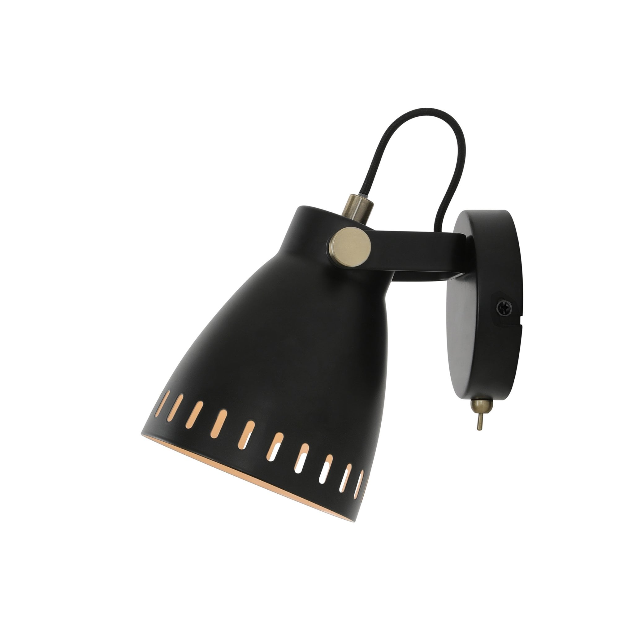 Fabula Leicester Single Adjustable Wall Lamp - Matt Black & Khaki