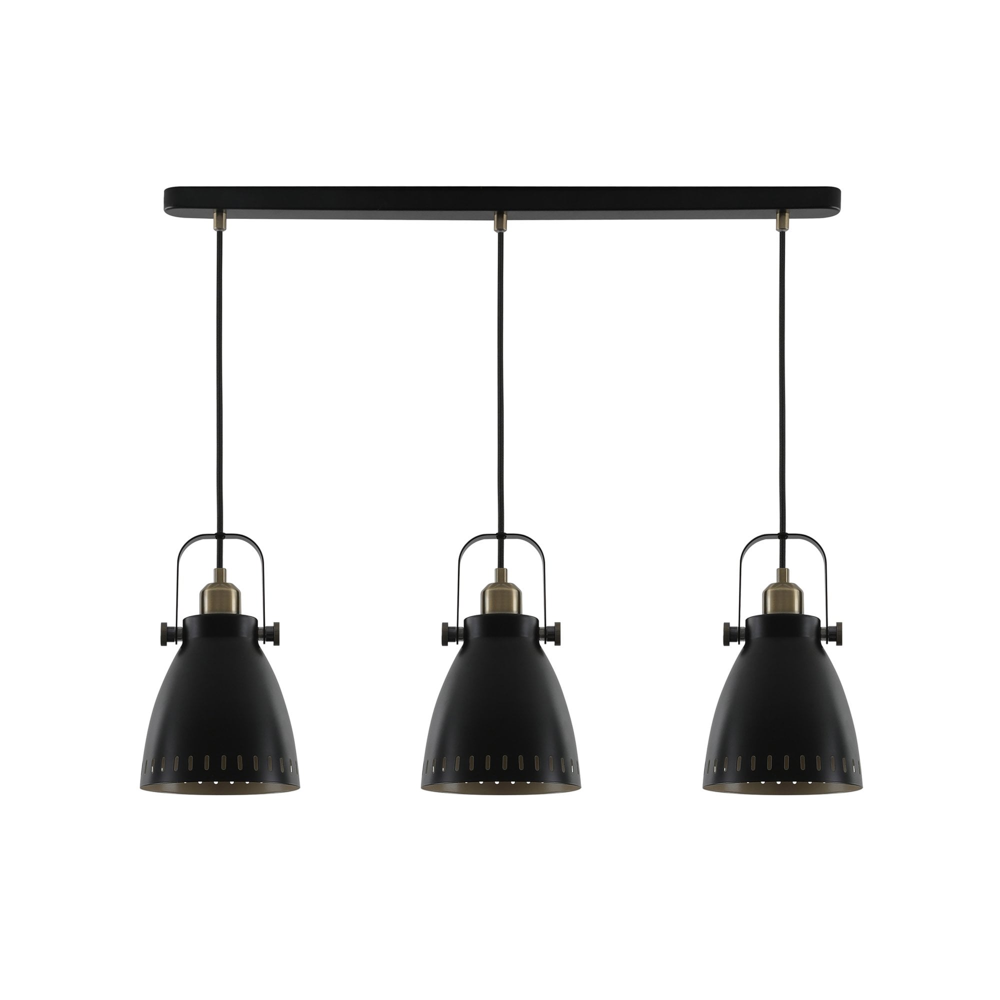 Fabula Leicester 3 Light Linear Pendant - Matt Black & Khaki